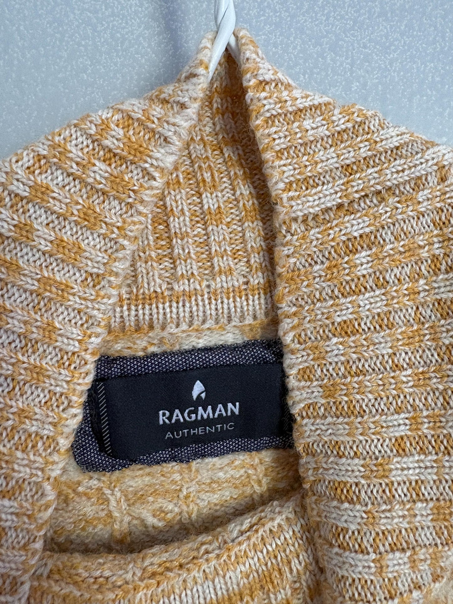 Ragman wool vintage yellow and white pullover, German design jumper, Retro colourful knitwear, Cozy winter wear