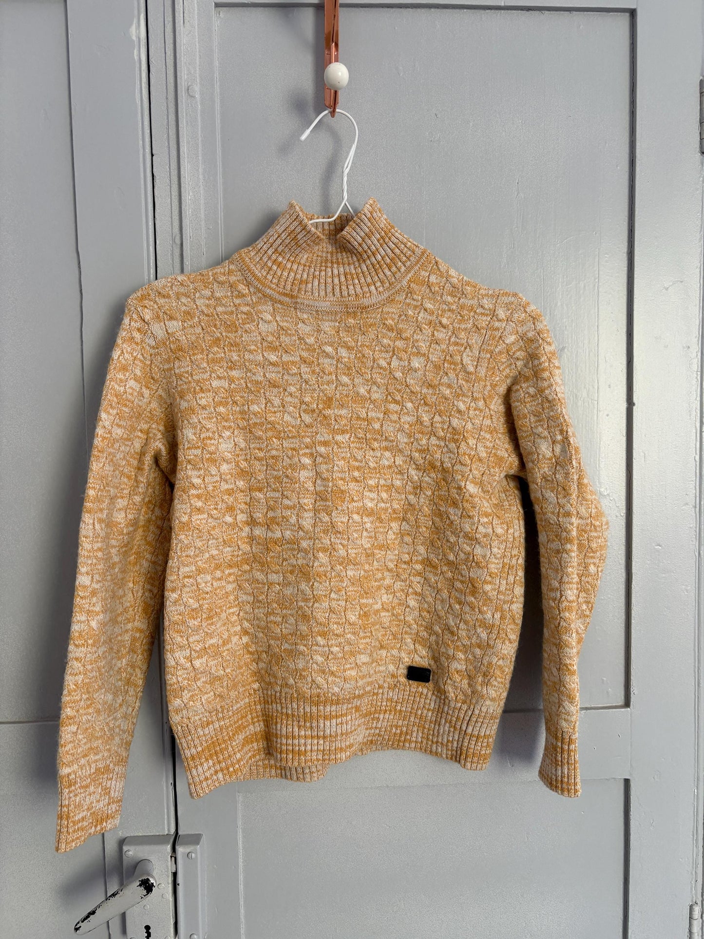 Ragman wool vintage yellow and white pullover, German design jumper, Retro colourful knitwear, Cozy winter wear