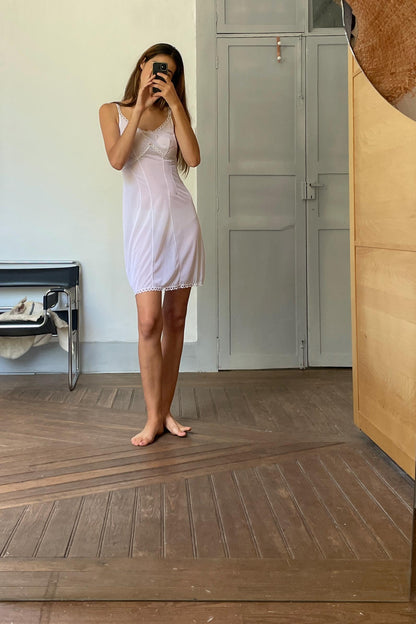 Vintage white and pink floral night dress, Sexy sheer nightie,