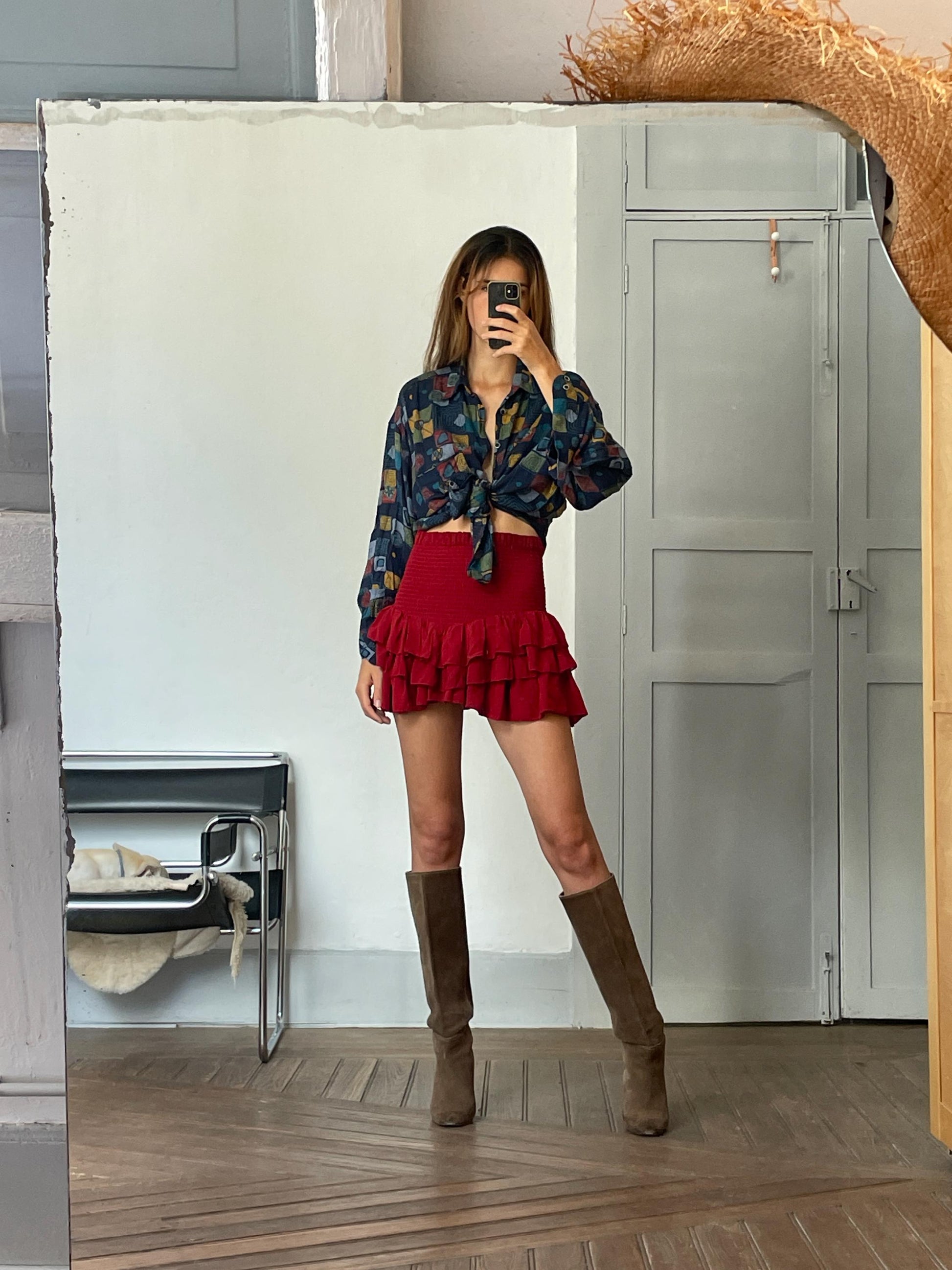 Retro vintage Haupt long sleeve shirt, Colourful 80s blouse, Playful super soft button down shirt