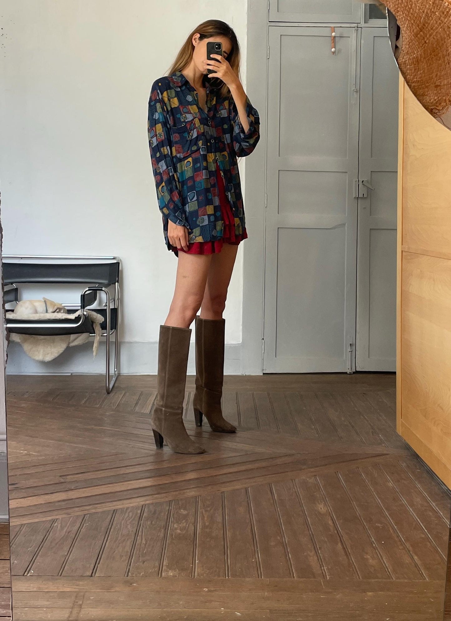 Retro vintage Haupt long sleeve shirt, Colourful 80s blouse, Playful super soft button down shirt