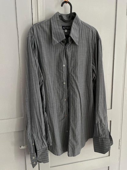 Vintage Grey Striped Button Down Shirt — additional view 9