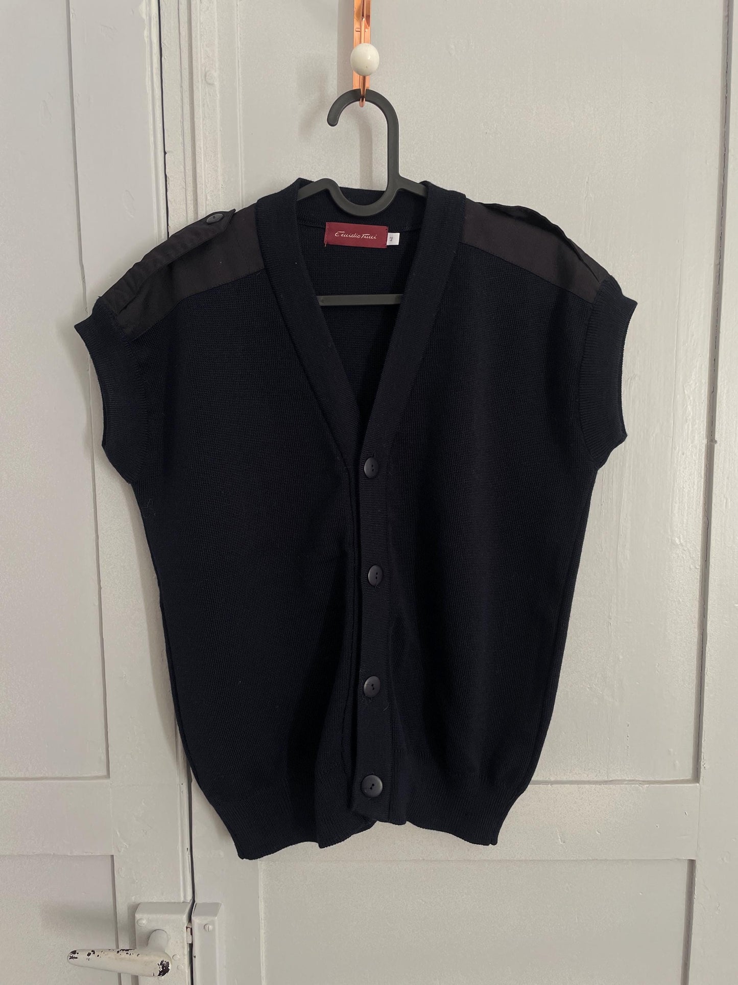 Luxurious Vintage EMIDIO TUCCI Wool blendSweater Vest - Timeless V-Neck Sleeveless Design, Dark academia aesthetic vest, Size USA M