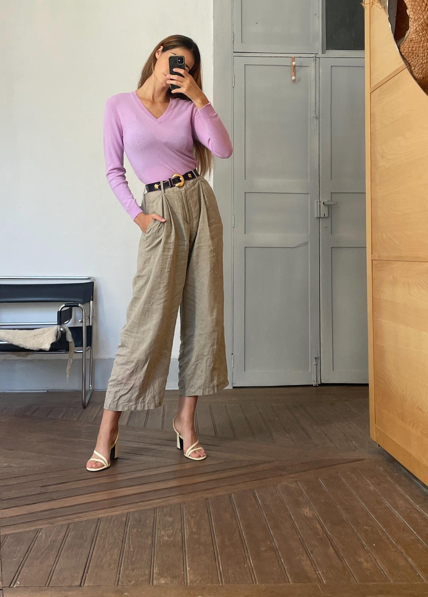 United Colors of Benetton lilac wool sweater – XS, v-neck, soft pure wool knit, violet vintage jumper, minimalist layering piece