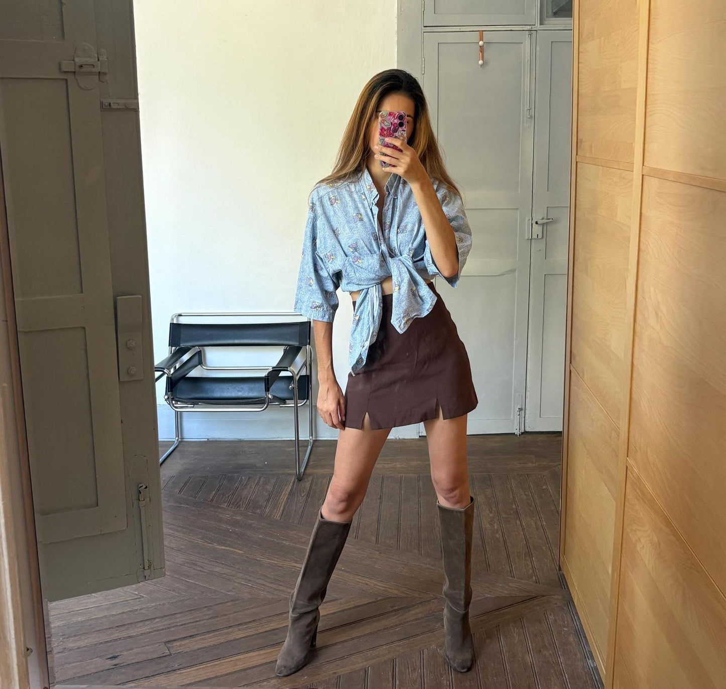 Vintage Blue Floral Oversized Blouse — additional view 6