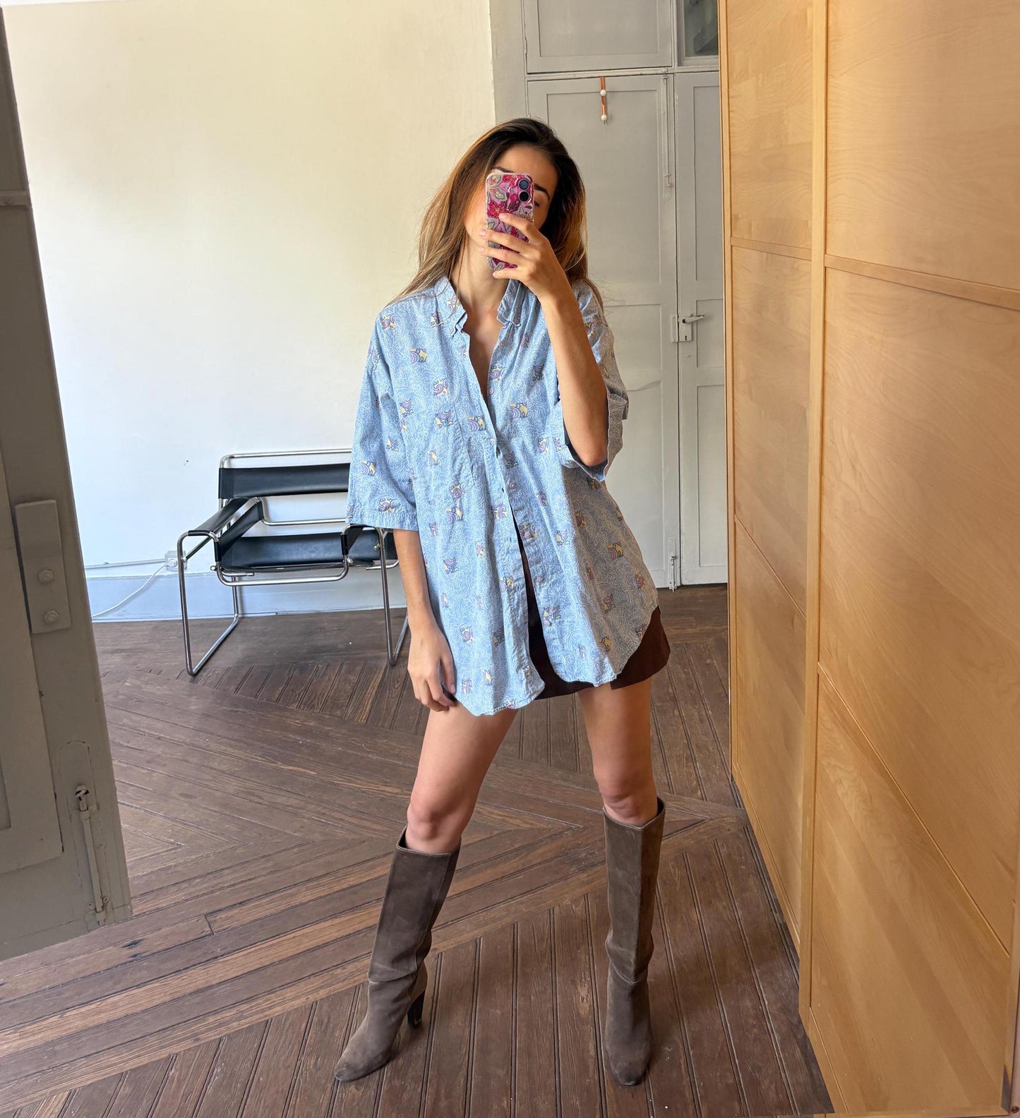 Vintage Blue Floral Oversized Blouse — additional view 5