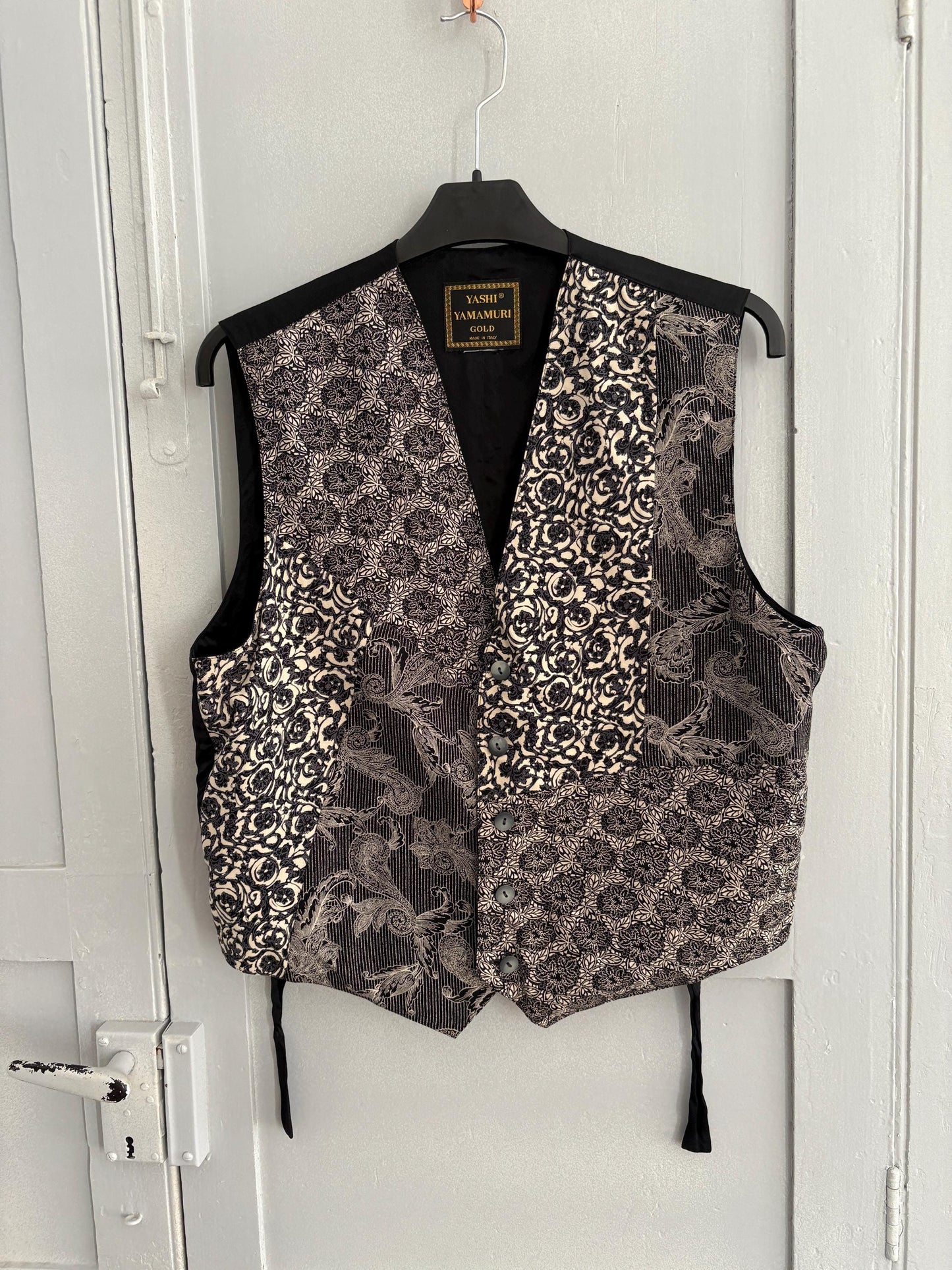 Italian Silk Tapestry Vest, Women gilet, Sleeveless jacket, Vintage light academia waistcoat, Bohemian smart clothing, 80s waistcoat, M