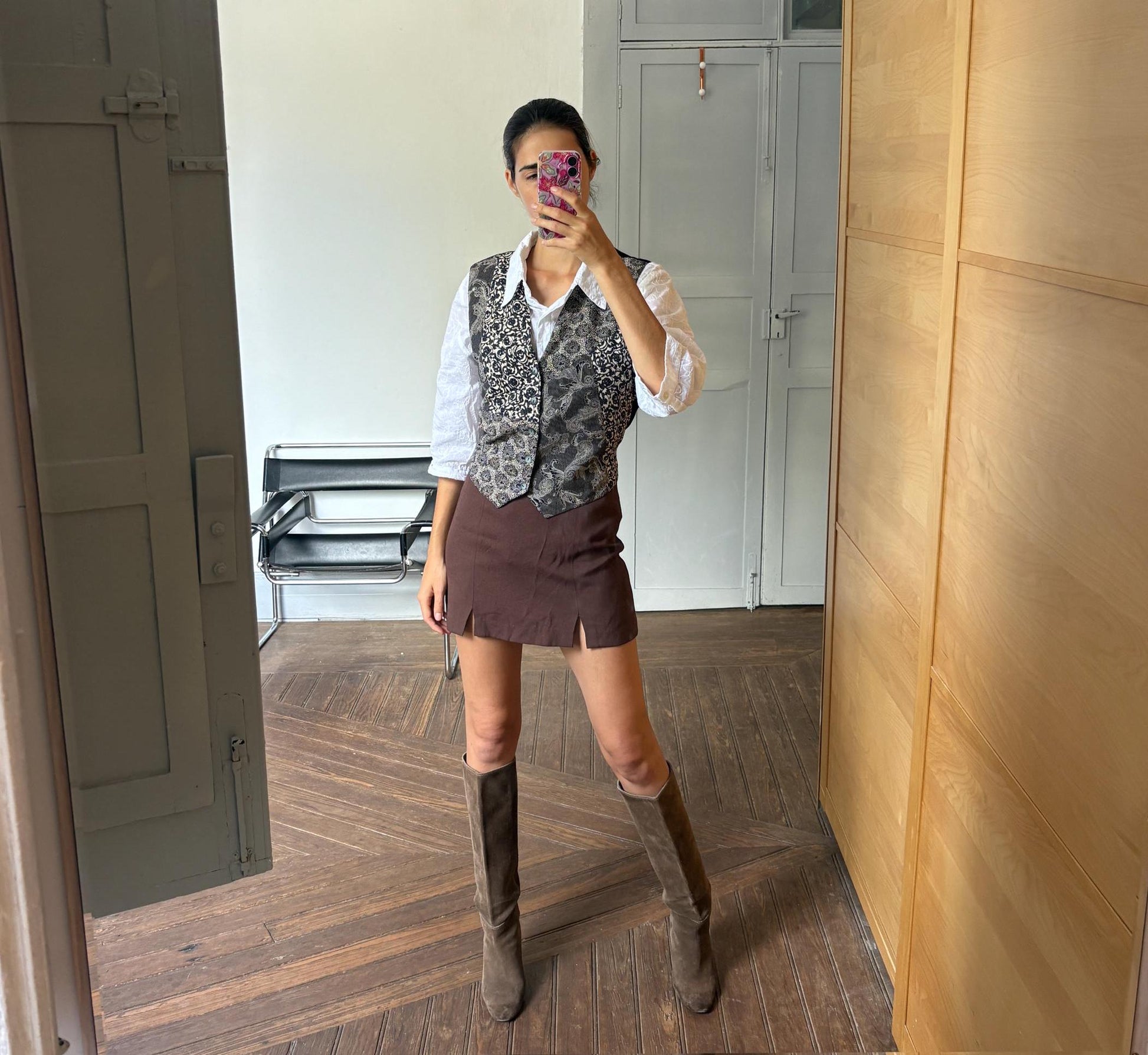 Italian Silk Tapestry Vest, Women gilet, Sleeveless jacket, Vintage light academia waistcoat, Bohemian smart clothing, 80s waistcoat, M