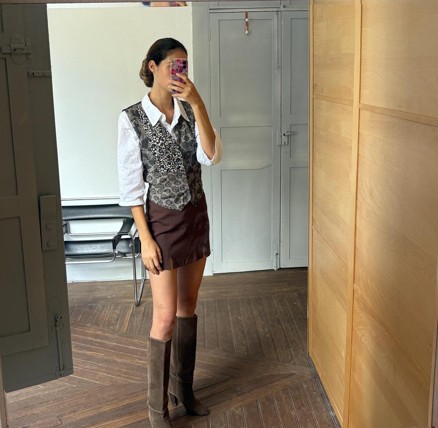 Italian Silk Tapestry Vest, Women gilet, Sleeveless jacket, Vintage light academia waistcoat, Bohemian smart clothing, 80s waistcoat, M