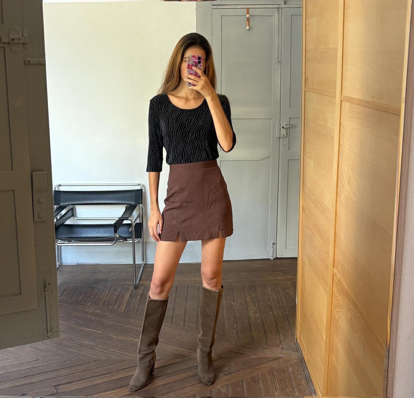 Vintage black zebra embellished women's shirt, 80s retro printed shirt