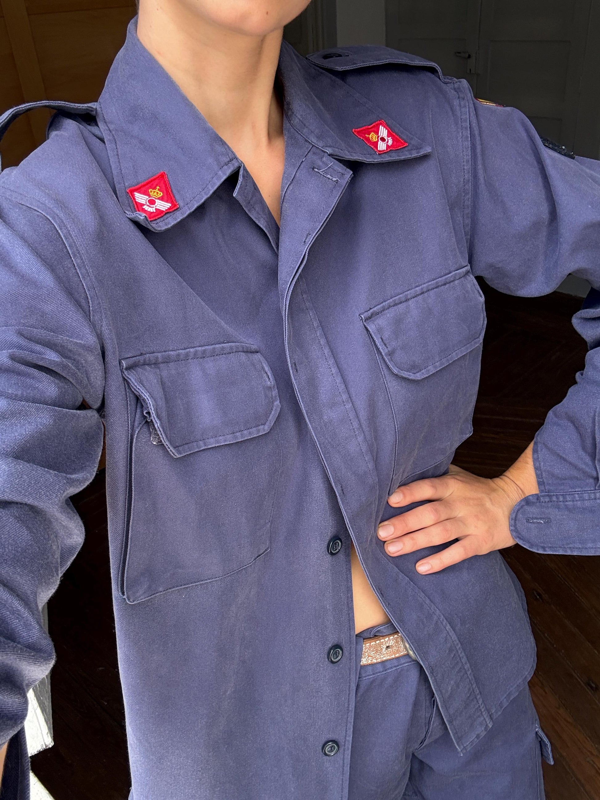 Vintage Spanish Airforce uniform, Ejército del Aíre work wear, Blue Spanish Soldier military clothing, army wear