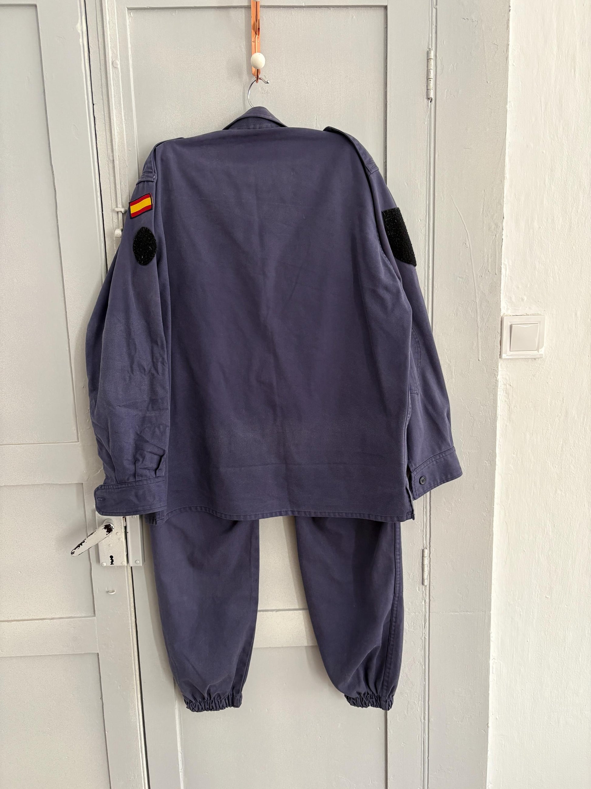 Vintage Spanish Airforce uniform, Ejército del Aíre work wear, Blue Spanish Soldier military clothing, army wear