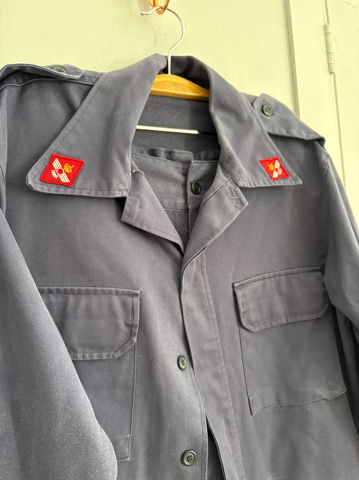 Vintage Spanish Airforce uniform, Ejército del Aíre work wear, Blue Spanish Soldier military clothing, army wear