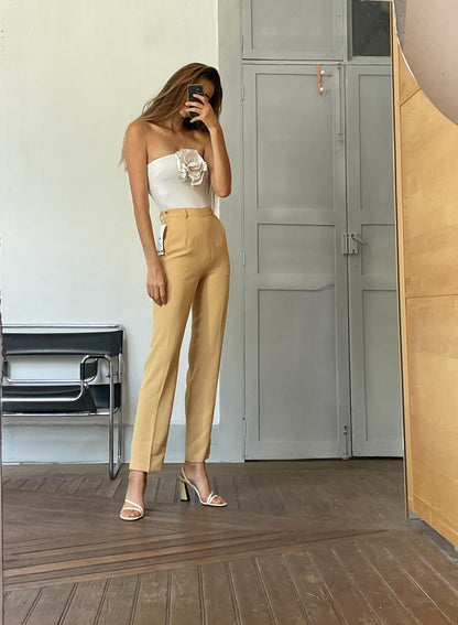 Vintage Yellow High-Waisted Pants — detail