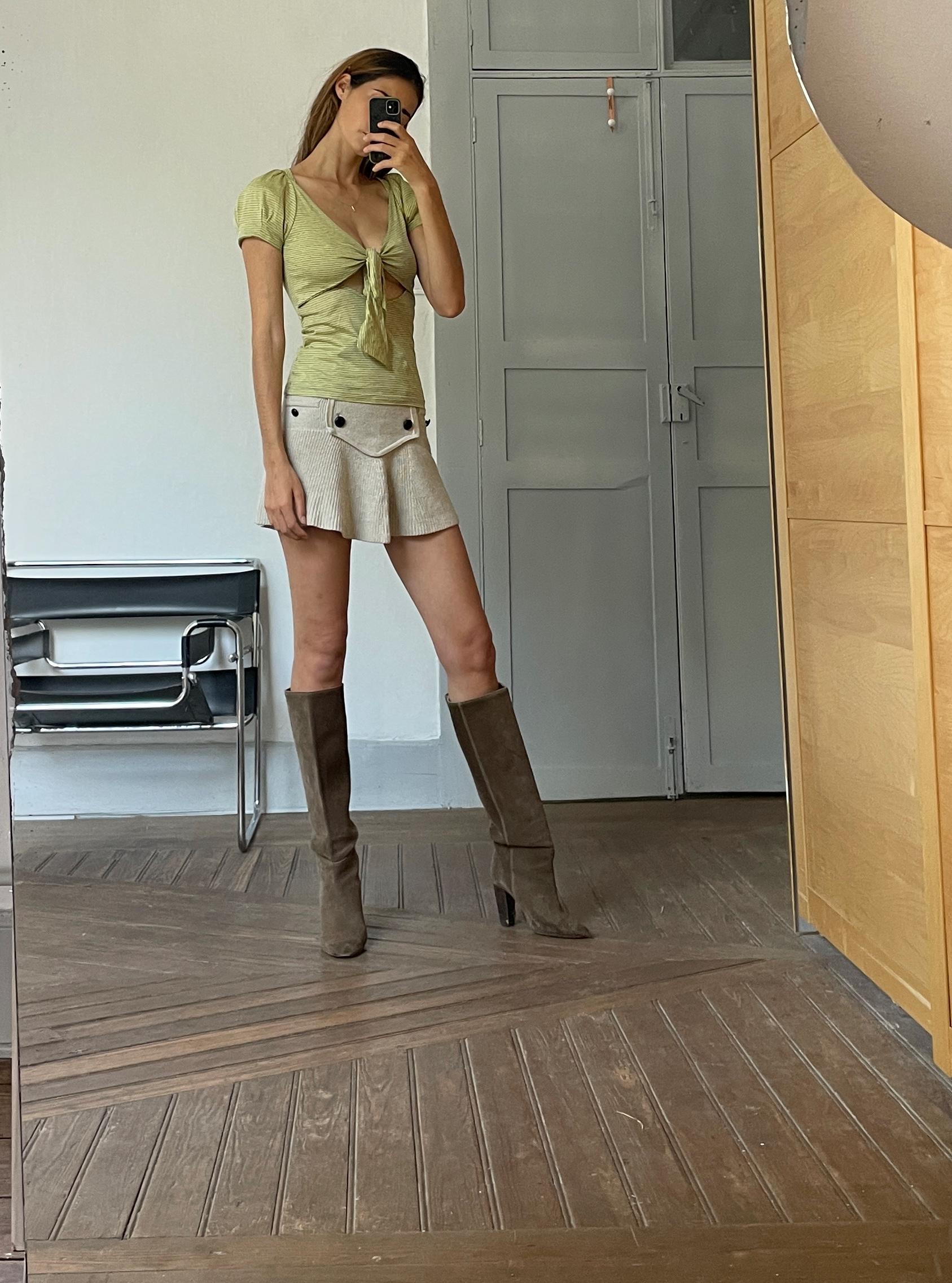 Vintage Patrizia pepe cotton top, Sexy open neckline woman t-shirt, striped designer summer tee