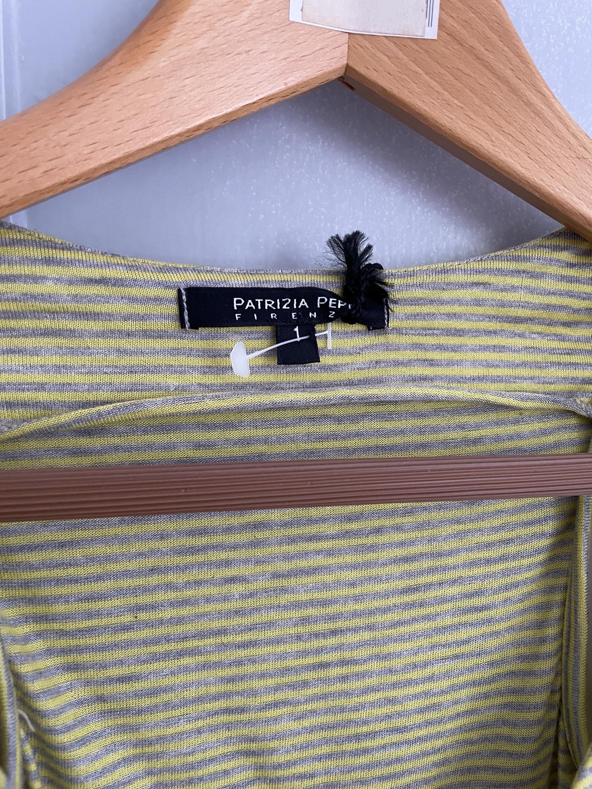 Vintage Patrizia pepe cotton top, Sexy open neckline woman t-shirt, striped designer summer tee