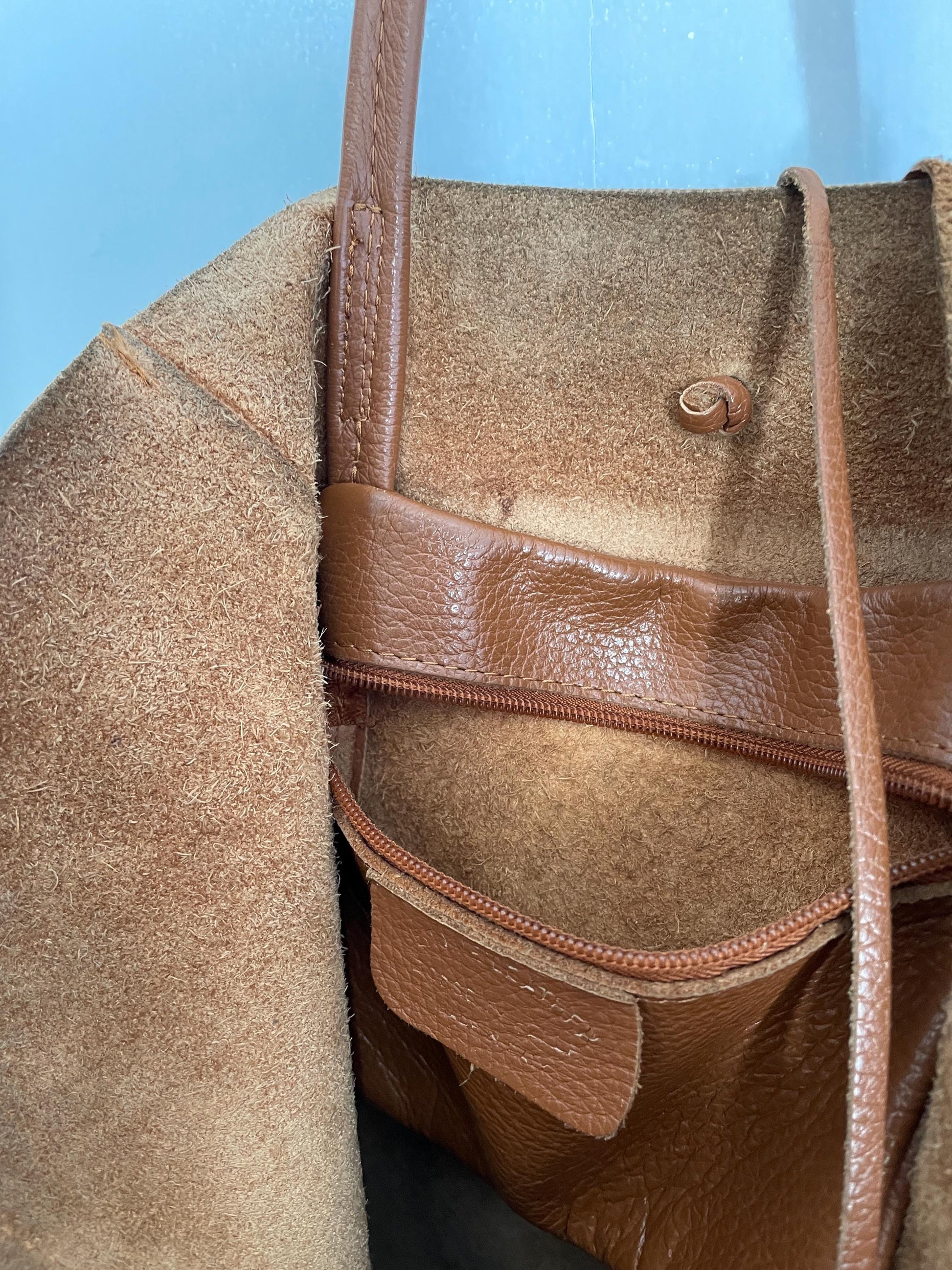 Tan Leather Shoulder Tote — additional view 7