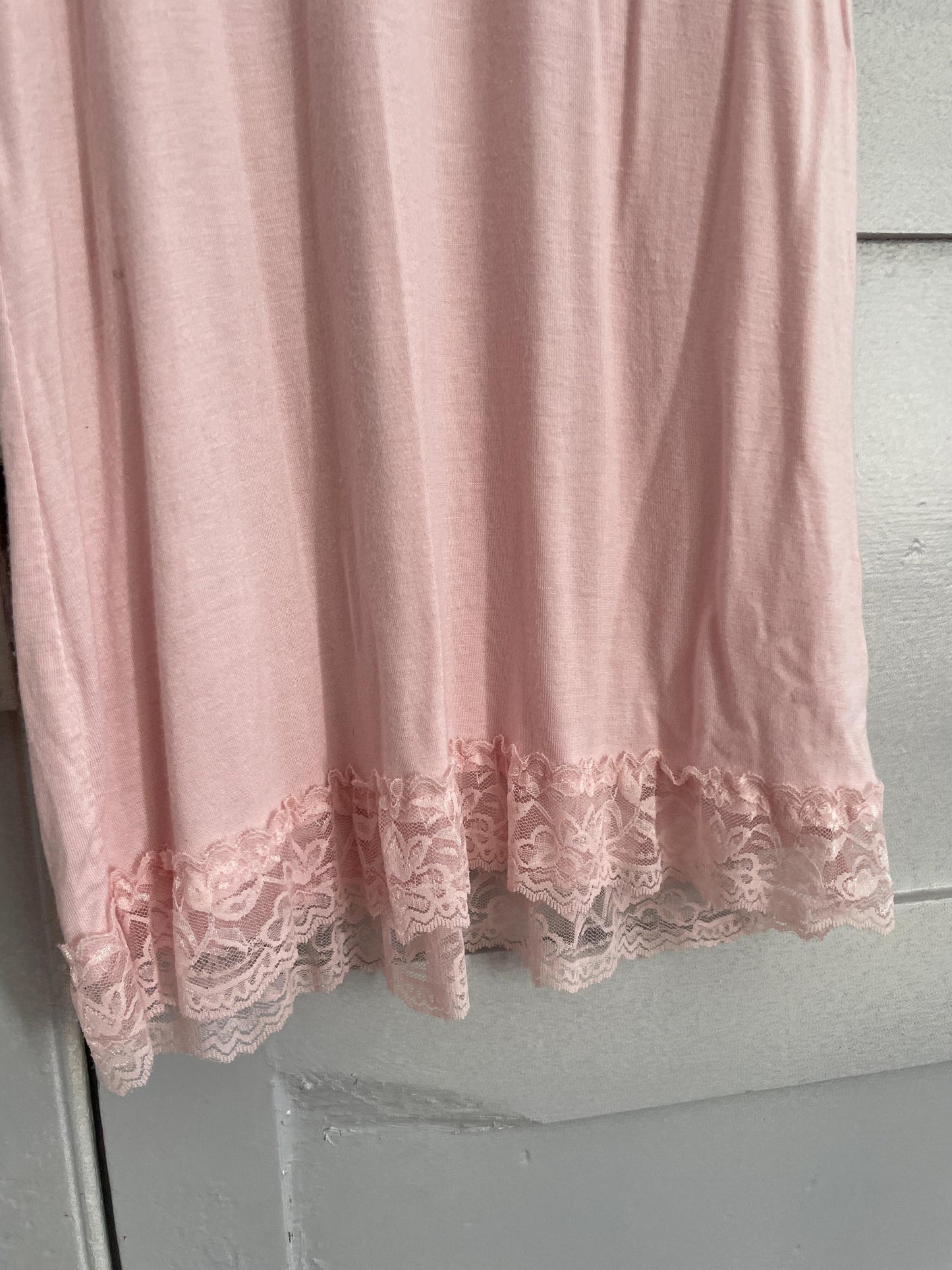 Super soft pink night slip, Romantic baby pink lace night wear, Comfortable night dress, Elegant sleepwear, Pastel pink pyjamas