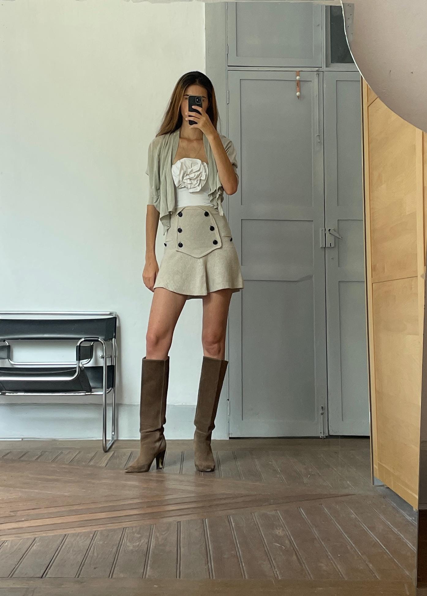 Vintage PATRIZIA PEPE light green linen vest, Elegant formal designer cardigan, Wedding guest cardigan, S