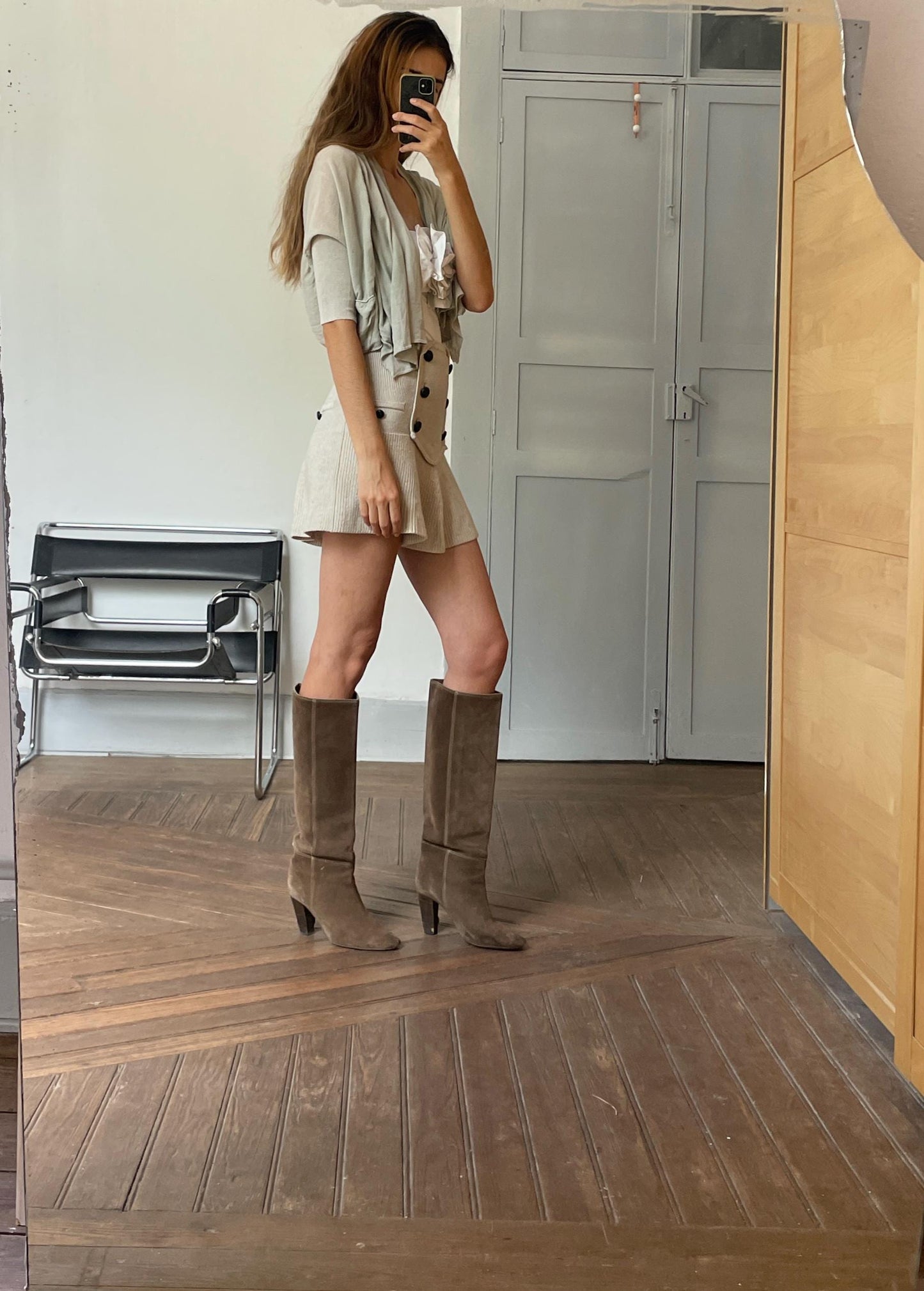 Vintage PATRIZIA PEPE light green linen vest, Elegant formal designer cardigan, Wedding guest cardigan, S