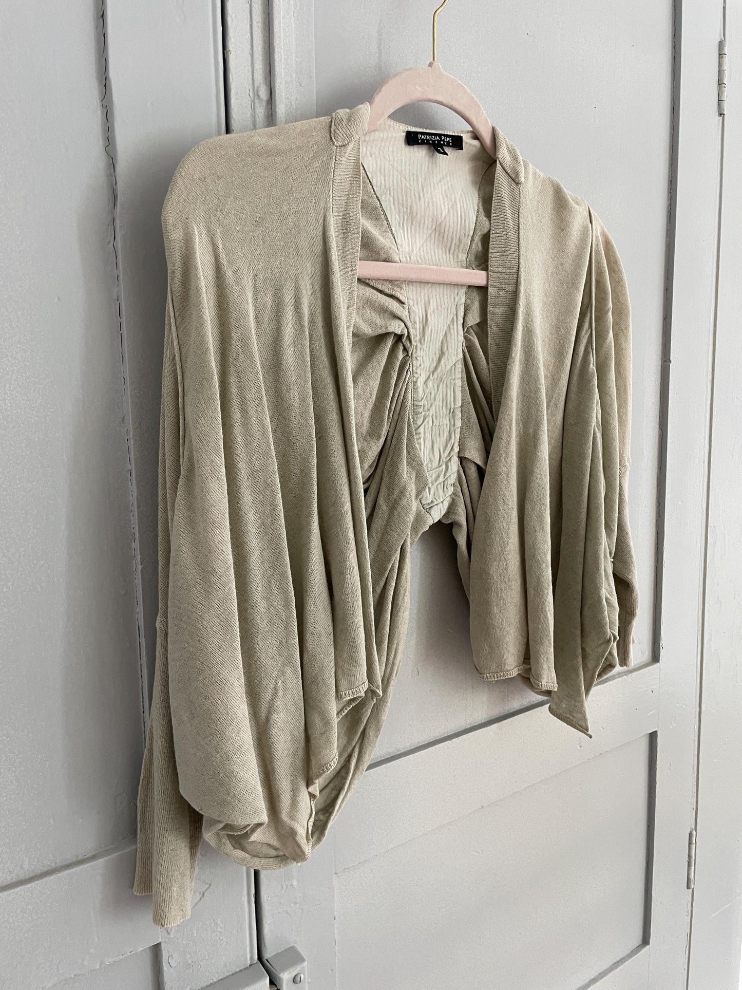 Vintage PATRIZIA PEPE light green linen vest, Elegant formal designer cardigan, Wedding guest cardigan, S