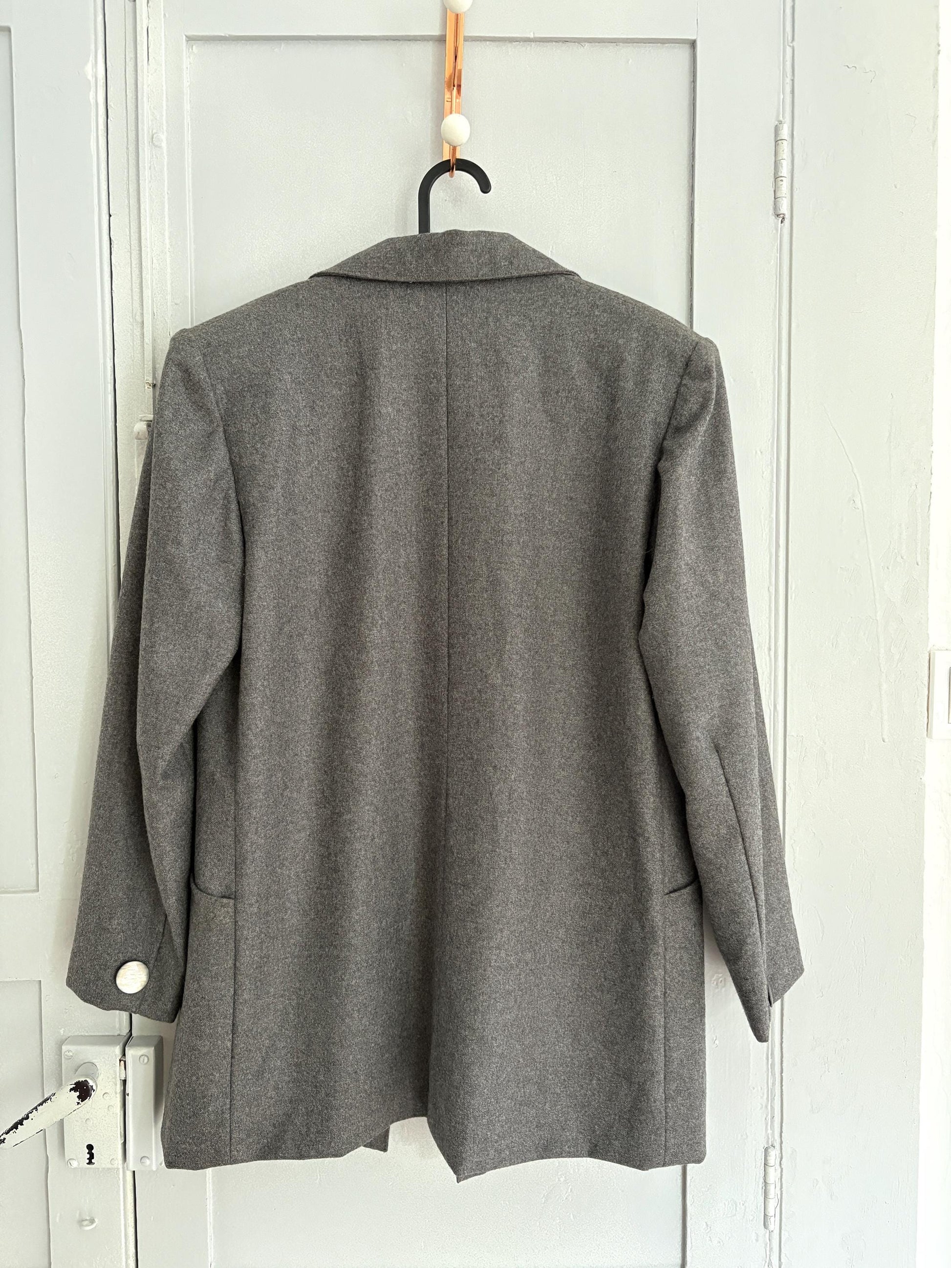 Vintage grey pure wool blazer, Oversized americana