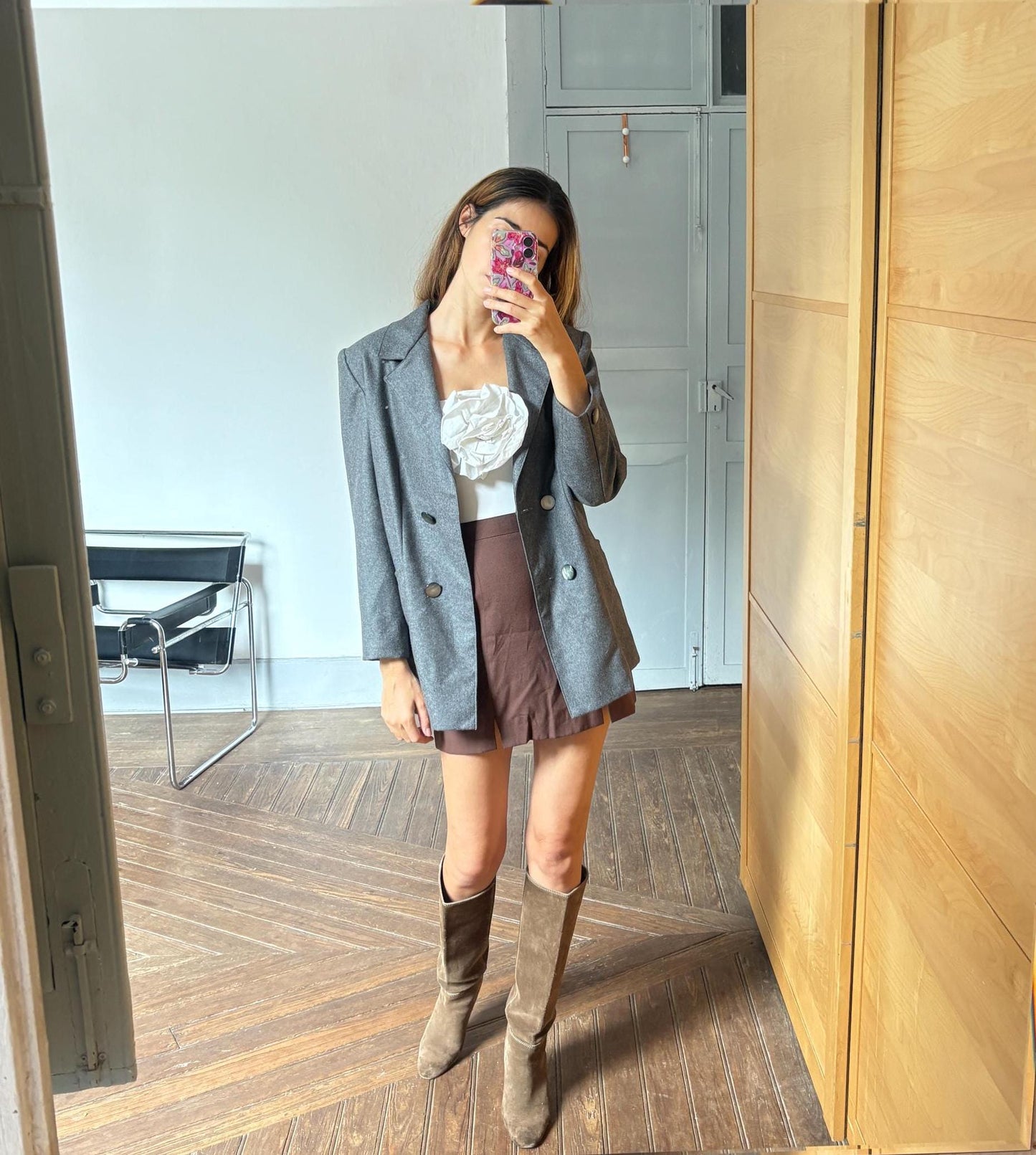 Vintage grey pure wool blazer, Oversized americana