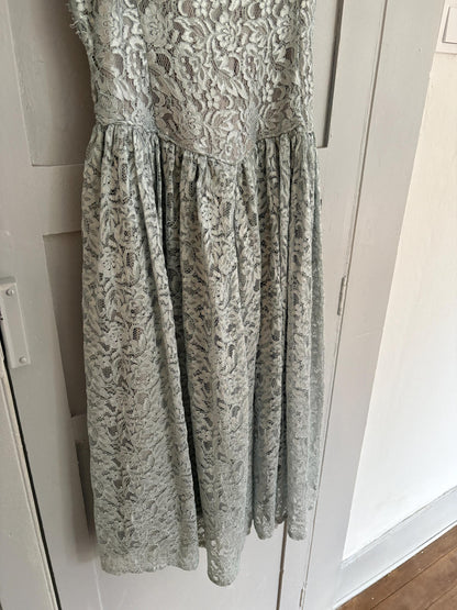 Vintage Handmade pastel blue lace princess dress, Elegant wedding guest outfit