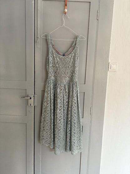Vintage Handmade pastel blue lace princess dress, Elegant wedding guest outfit