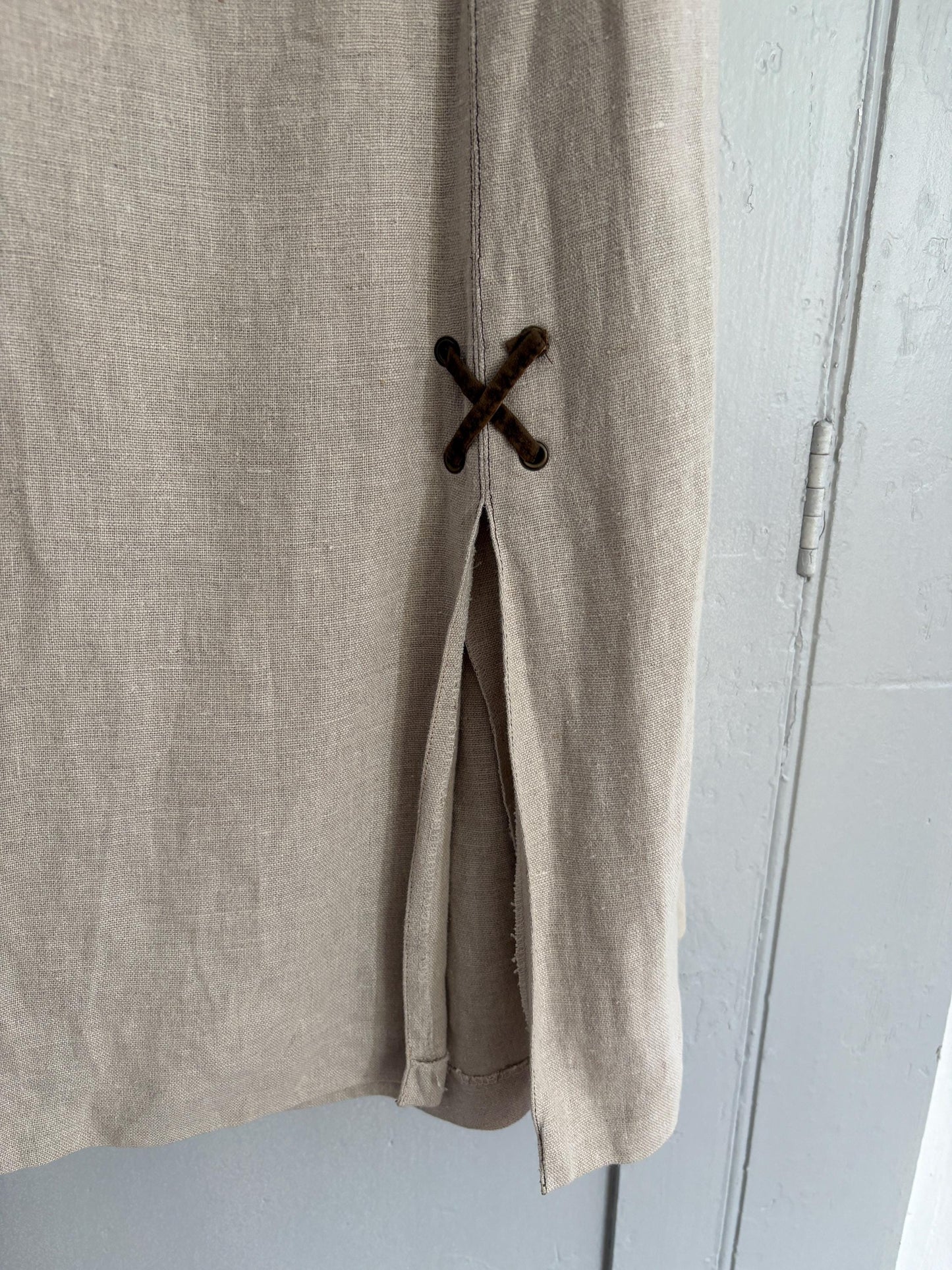 Vintage 100 % linen beige long skirt, Landhaus look high Waist skirt, Cottage core quality vintage skirt, German folklore clothing