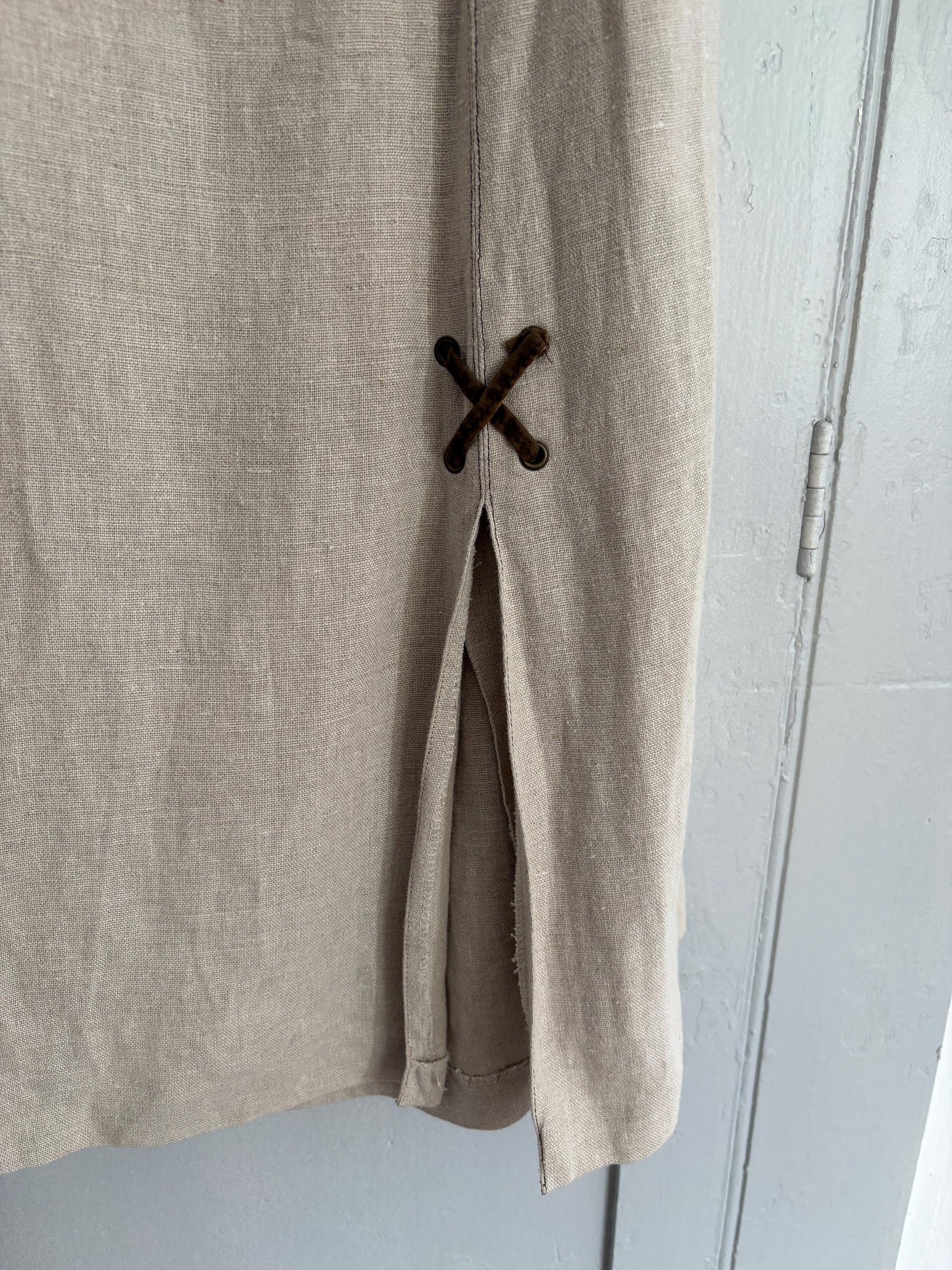 Vintage 100 % linen beige long skirt, Landhaus look high Waist skirt, Cottage core quality vintage skirt, German folklore clothing