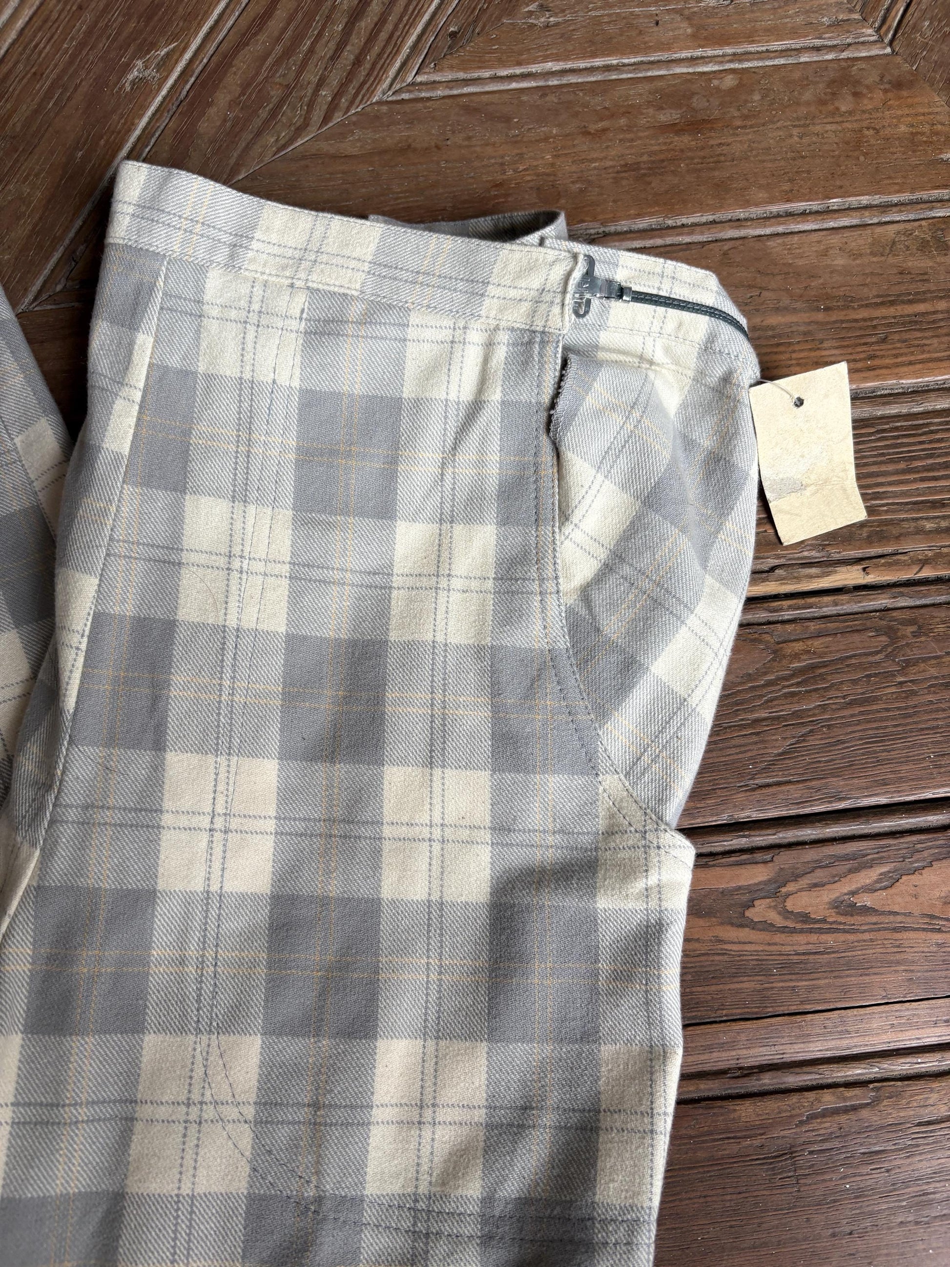 Vintage cotton plaid long MEN'S trousers, Extra tall tartan pants, Elegant formal men pants, Tailored Straight-Leg Trousers for men, size 46