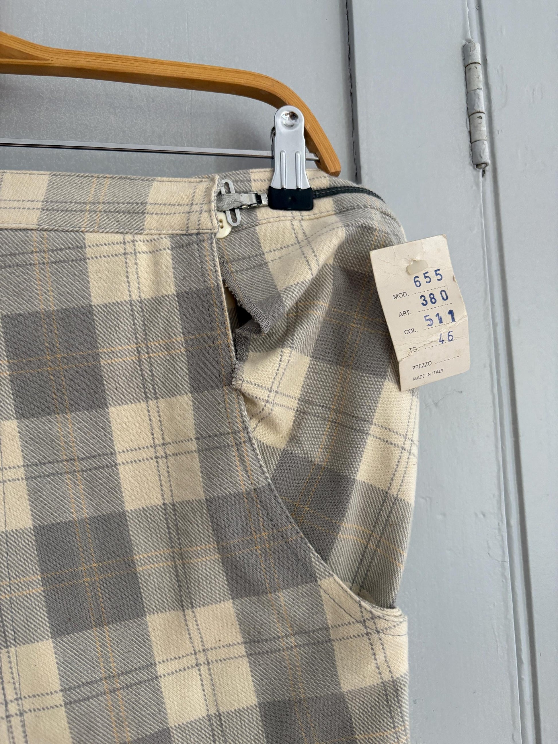 Vintage cotton plaid long MEN'S trousers, Extra tall tartan pants, Elegant formal men pants, Tailored Straight-Leg Trousers for men, size 46