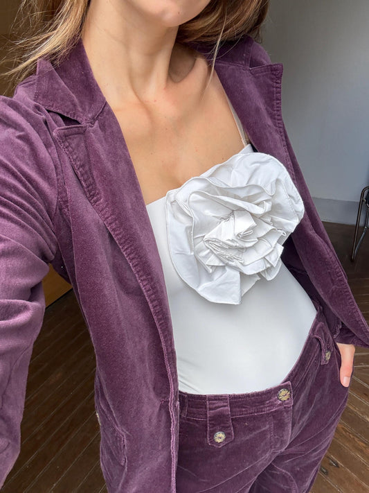 Vintage dark purple vintage blazer and pants set, Two piece woman suit, Dark Academia aesthetic vampire set, Velvet raisin retro clothing