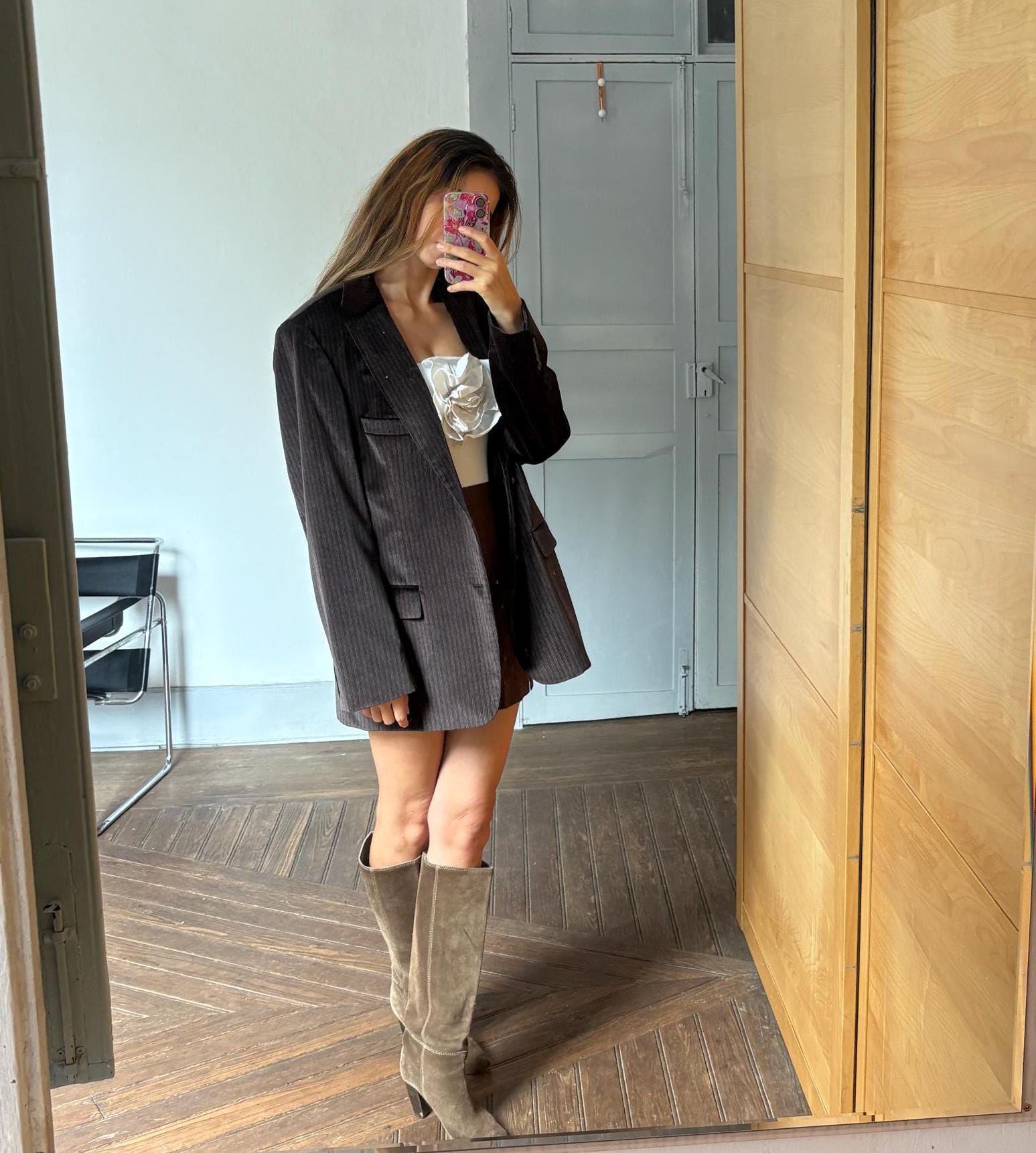 BOSS Hugo Boss velour brown Men blazer, Dark academia velvet double breasted americana