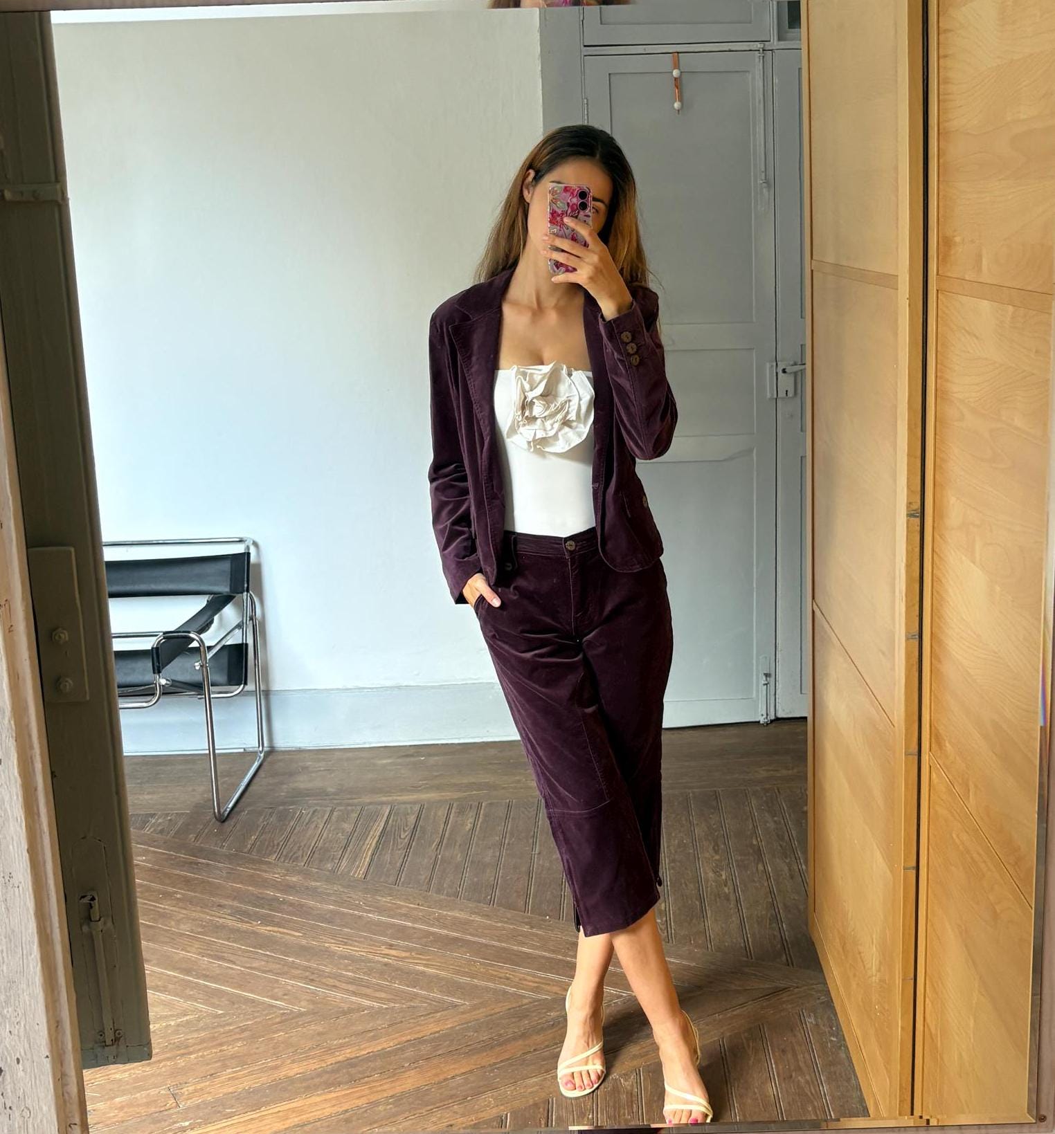 Vintage dark purple vintage blazer and pants set, Two piece woman suit, Dark Academia aesthetic vampire set, Velvet raisin retro clothing