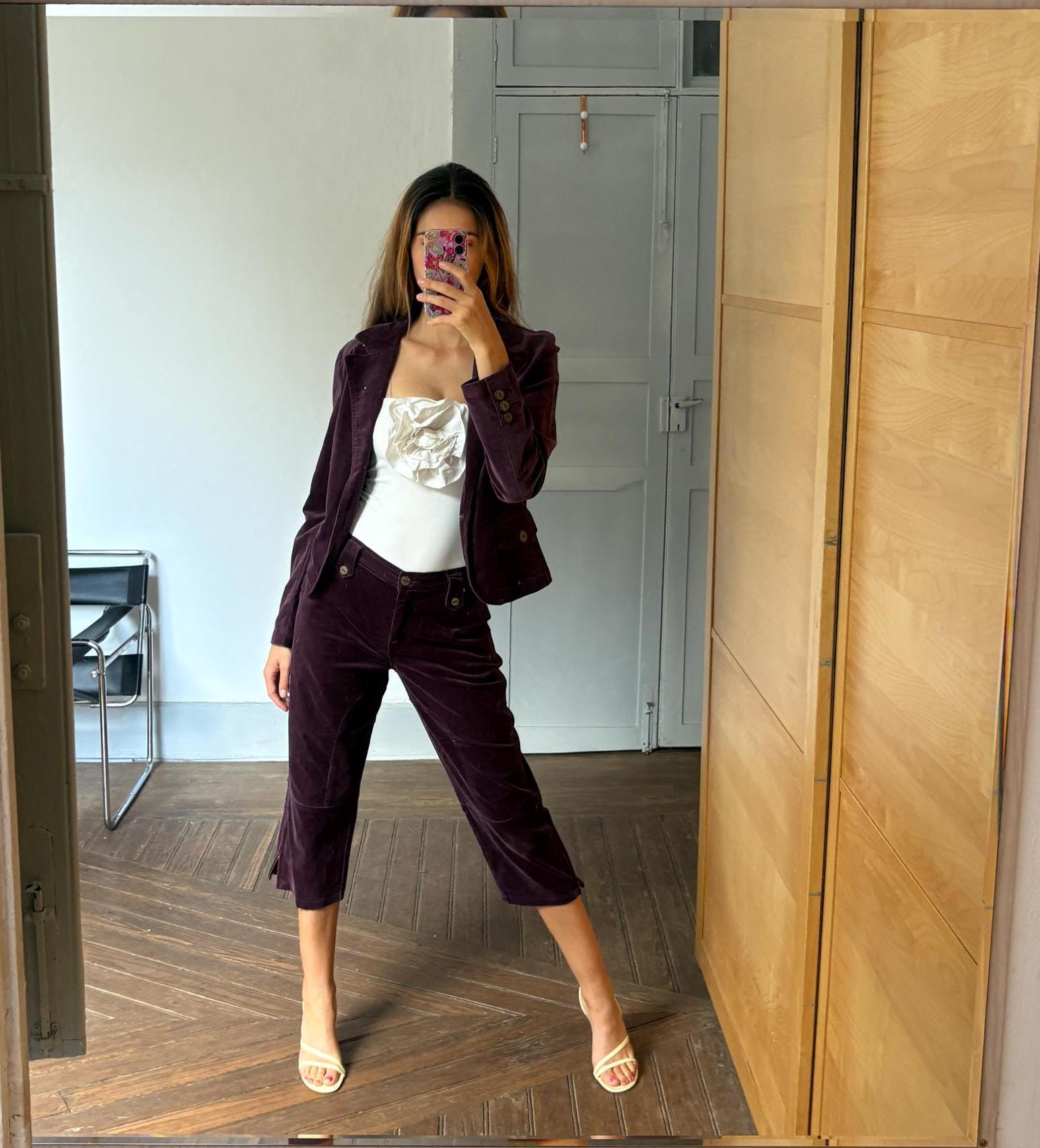 Vintage dark purple vintage blazer and pants set, Two piece woman suit, Dark Academia aesthetic vampire set, Velvet raisin retro clothing