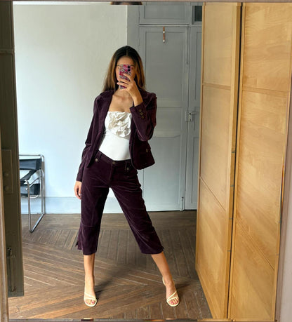 Vintage Velvet Raisin Blazer And Pants Set — additional view 7
