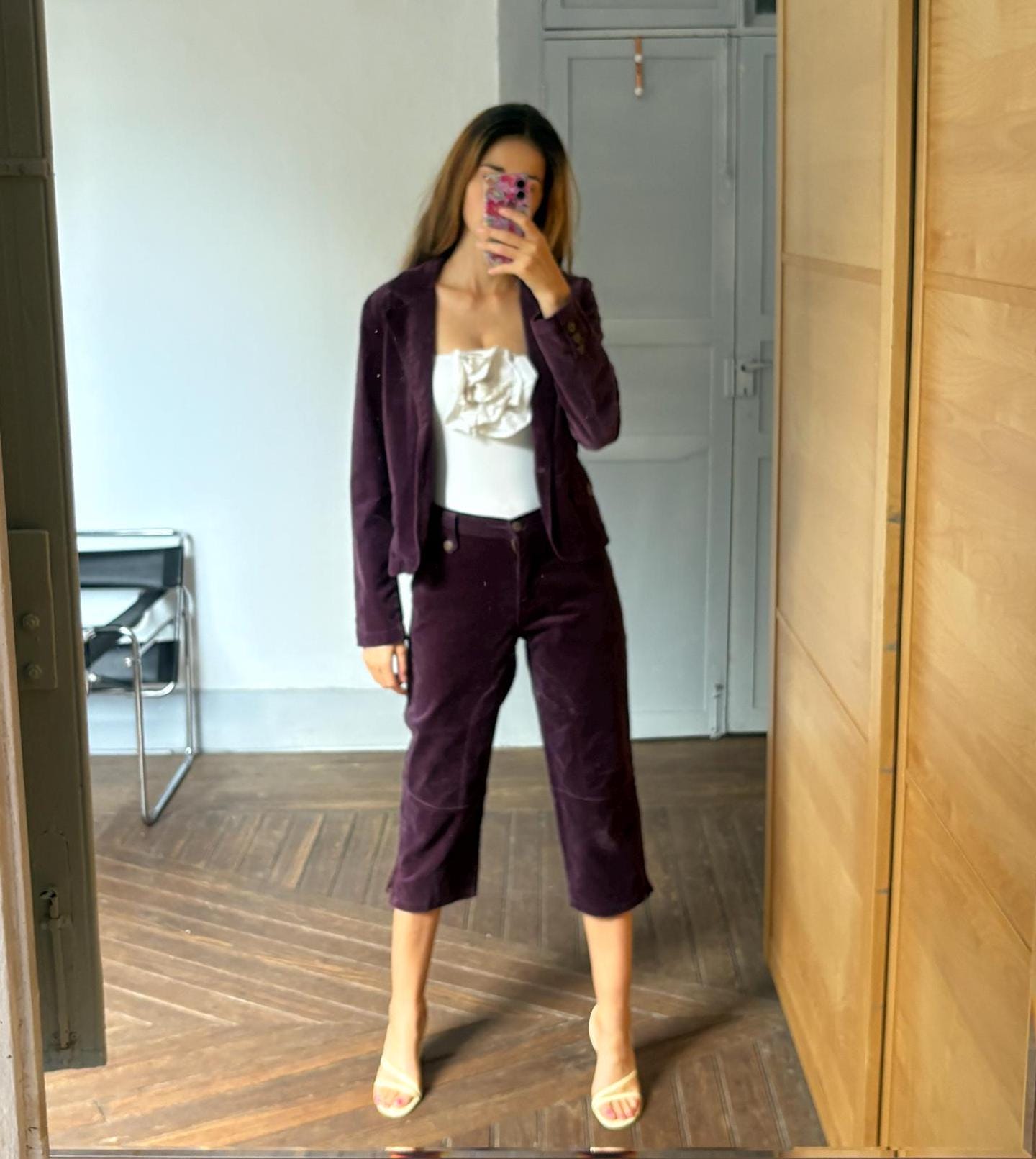 Vintage dark purple vintage blazer and pants set, Two piece woman suit, Dark Academia aesthetic vampire set, Velvet raisin retro clothing