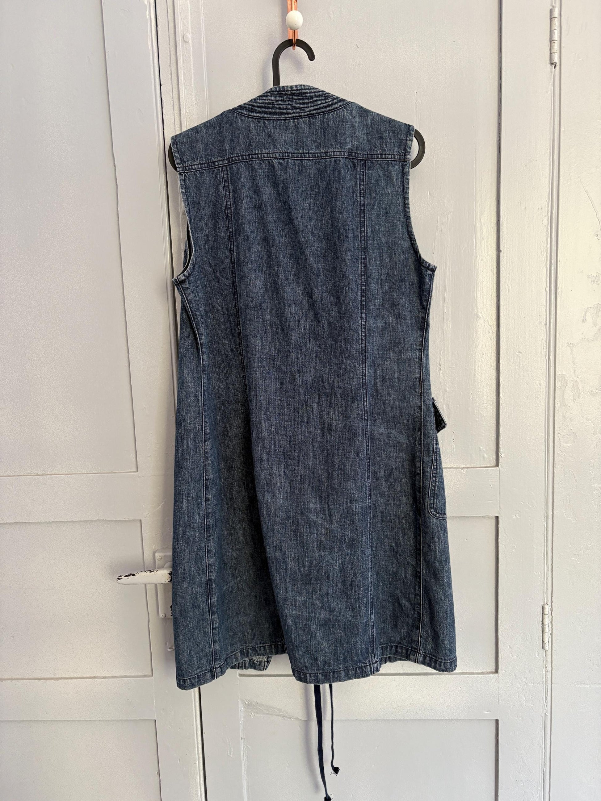 Vintage Max & co denim wrap around dress, Designer mini summer dress, Blue Minimalist Style, Basic sleeveless Jeans dress, M