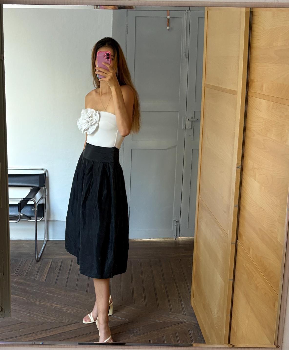 Vintage black midi skirt, Elegant Retro balloon skirt, Feminine high waist mid skirt, Festive midi skirt, 1940s - 1960s outfit