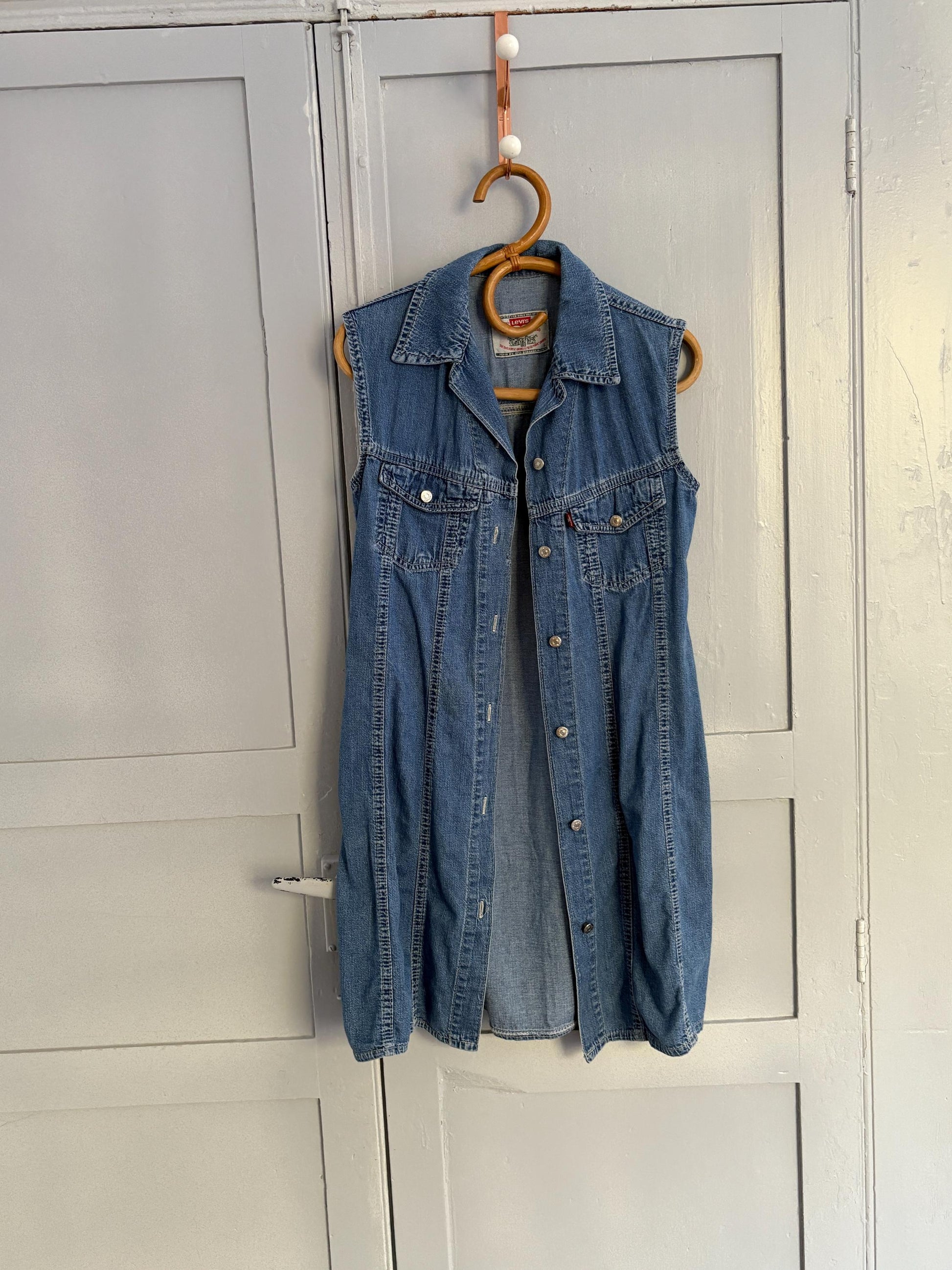 Levi's Blue Minimalist Style, Basic sleeveless Jeans dress, M