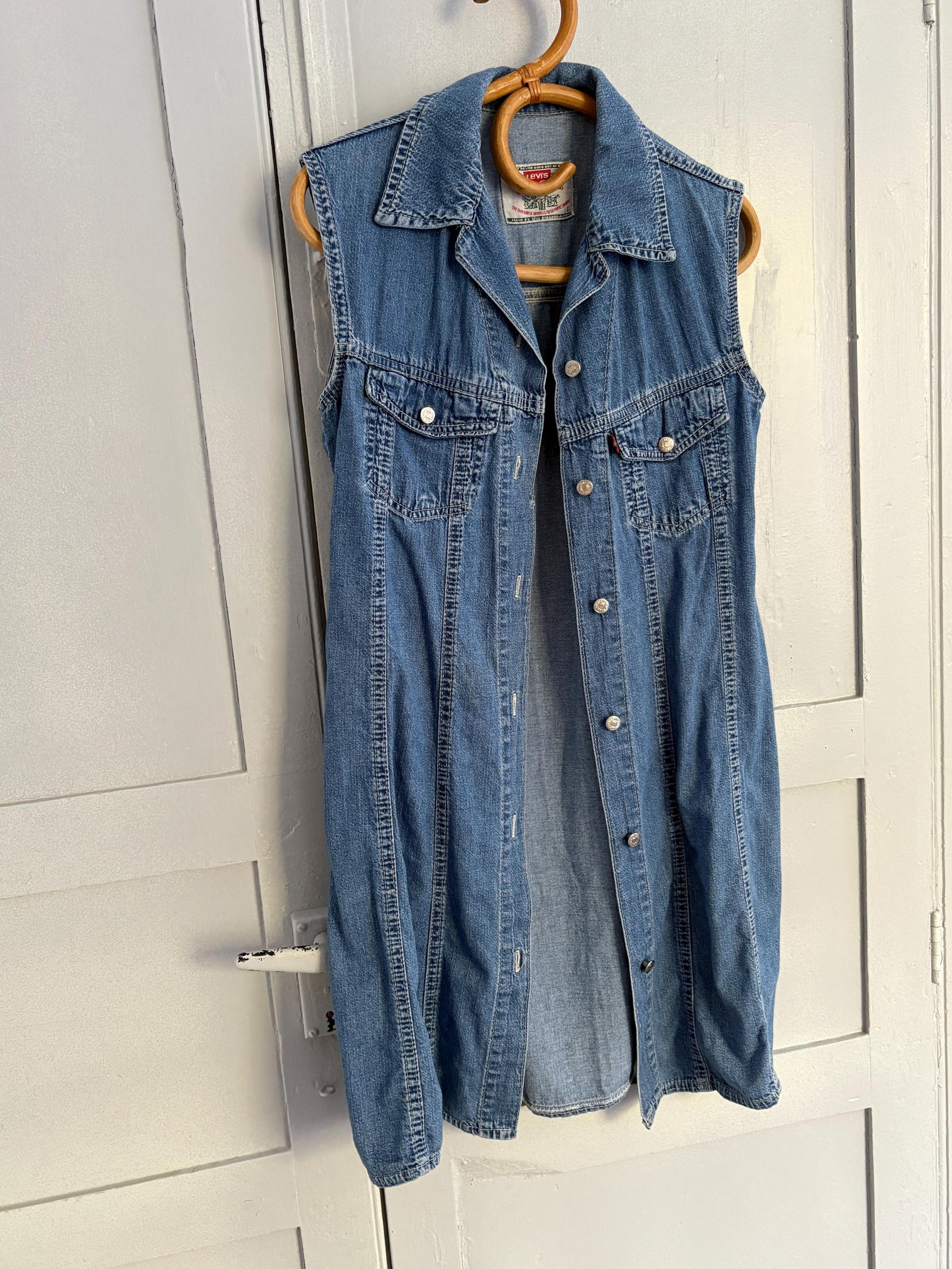 Levi's Blue Minimalist Style, Basic sleeveless Jeans dress, M