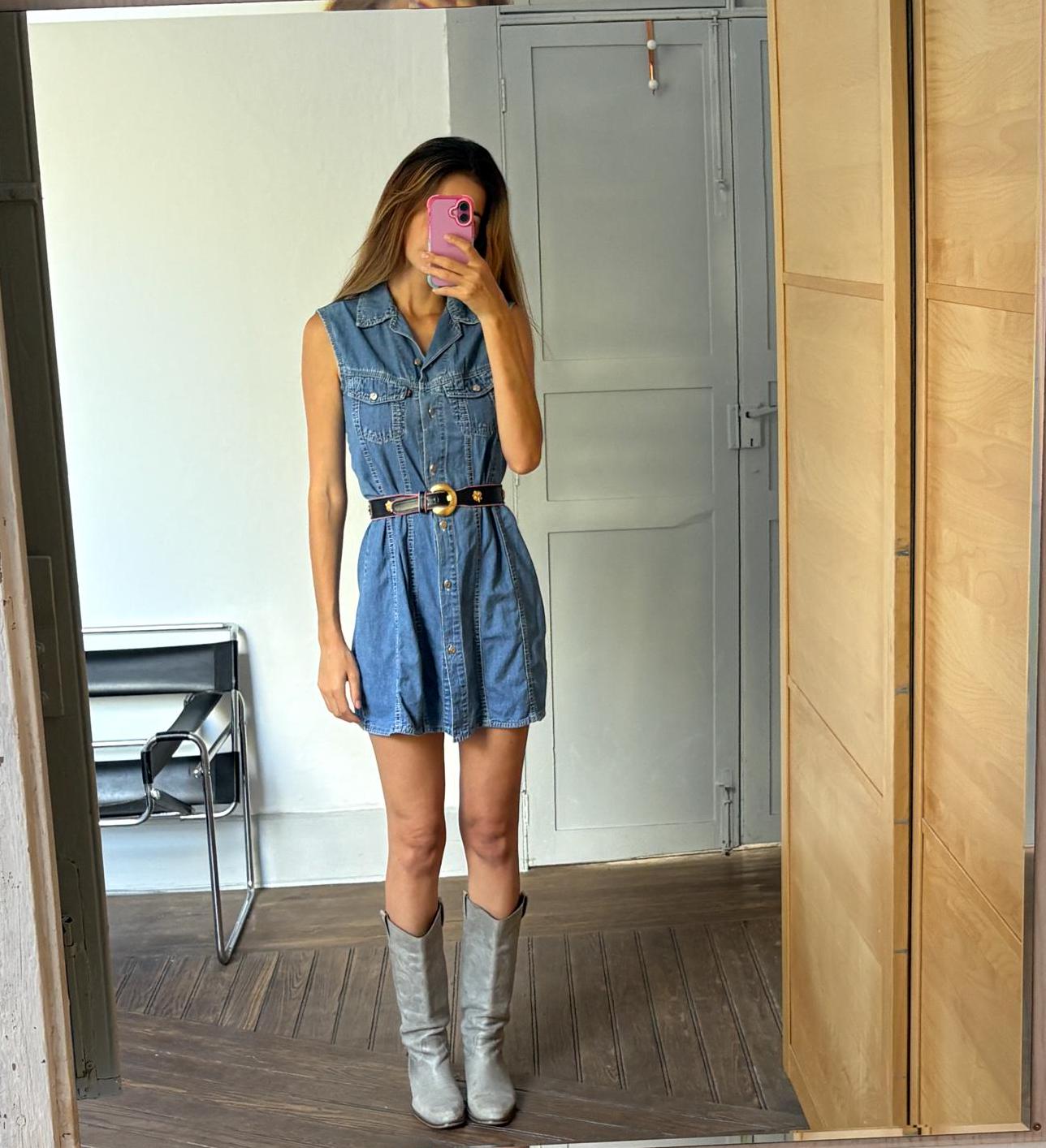 Levi's Blue Minimalist Style, Basic sleeveless Jeans dress, M