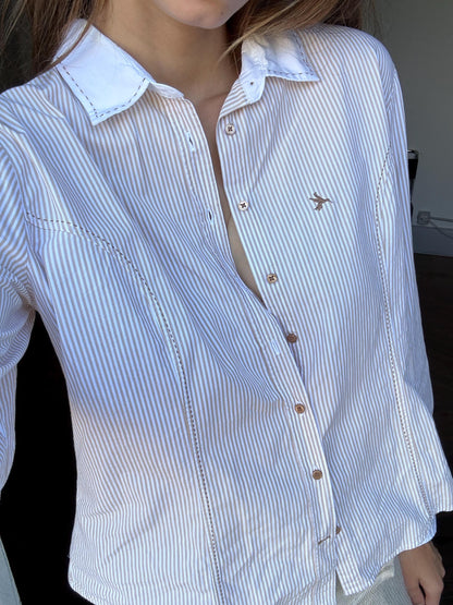 Vintage Lloyd's Brown Striped Blouse — additional view 10