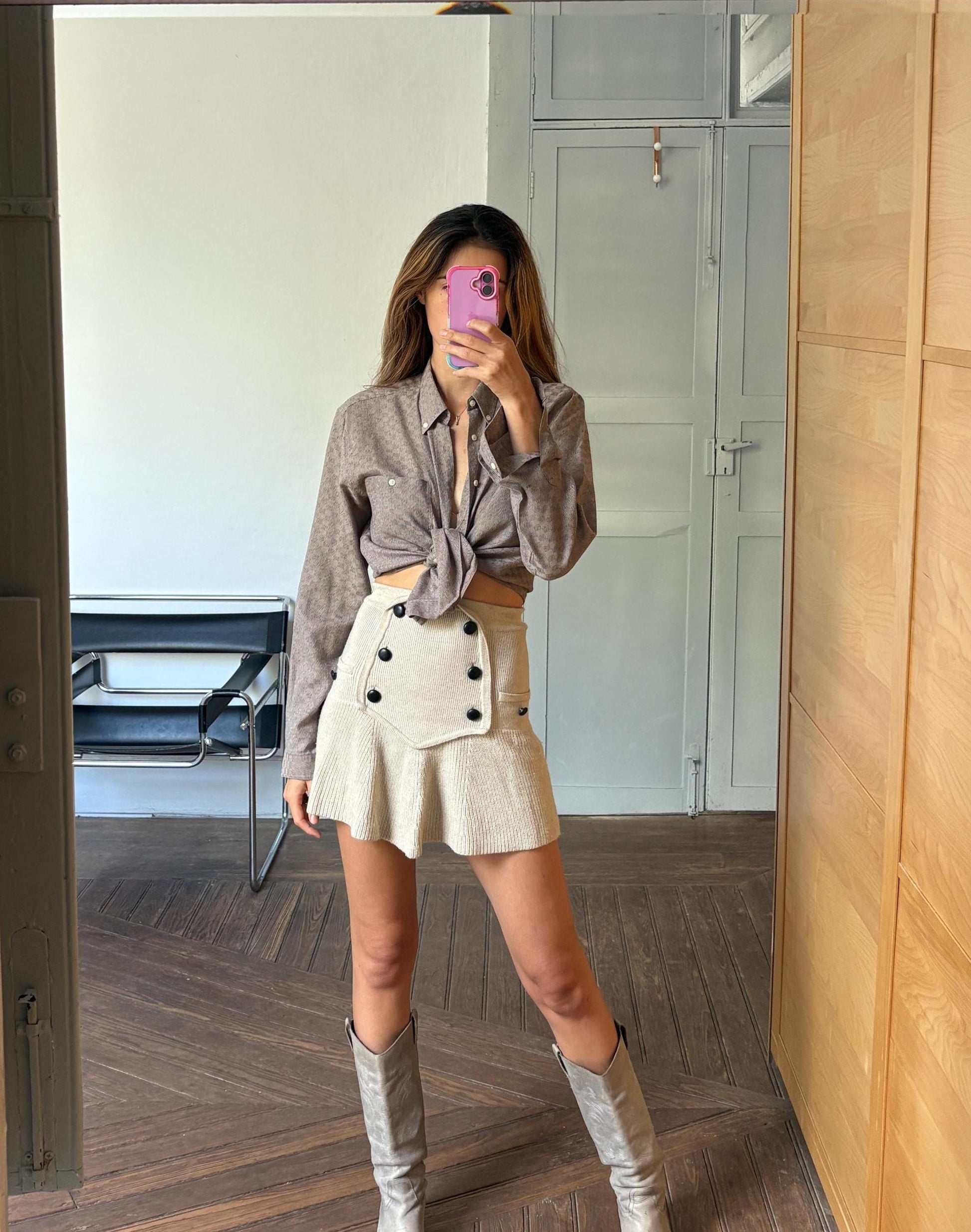 Vintage Bruno Minelli checkered brown button down shirt.