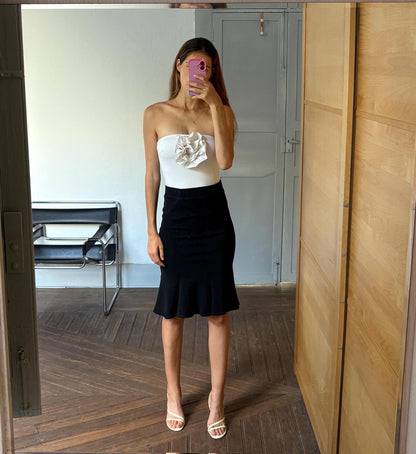 Liu Jo Vintage Black Midi Skirt — back view