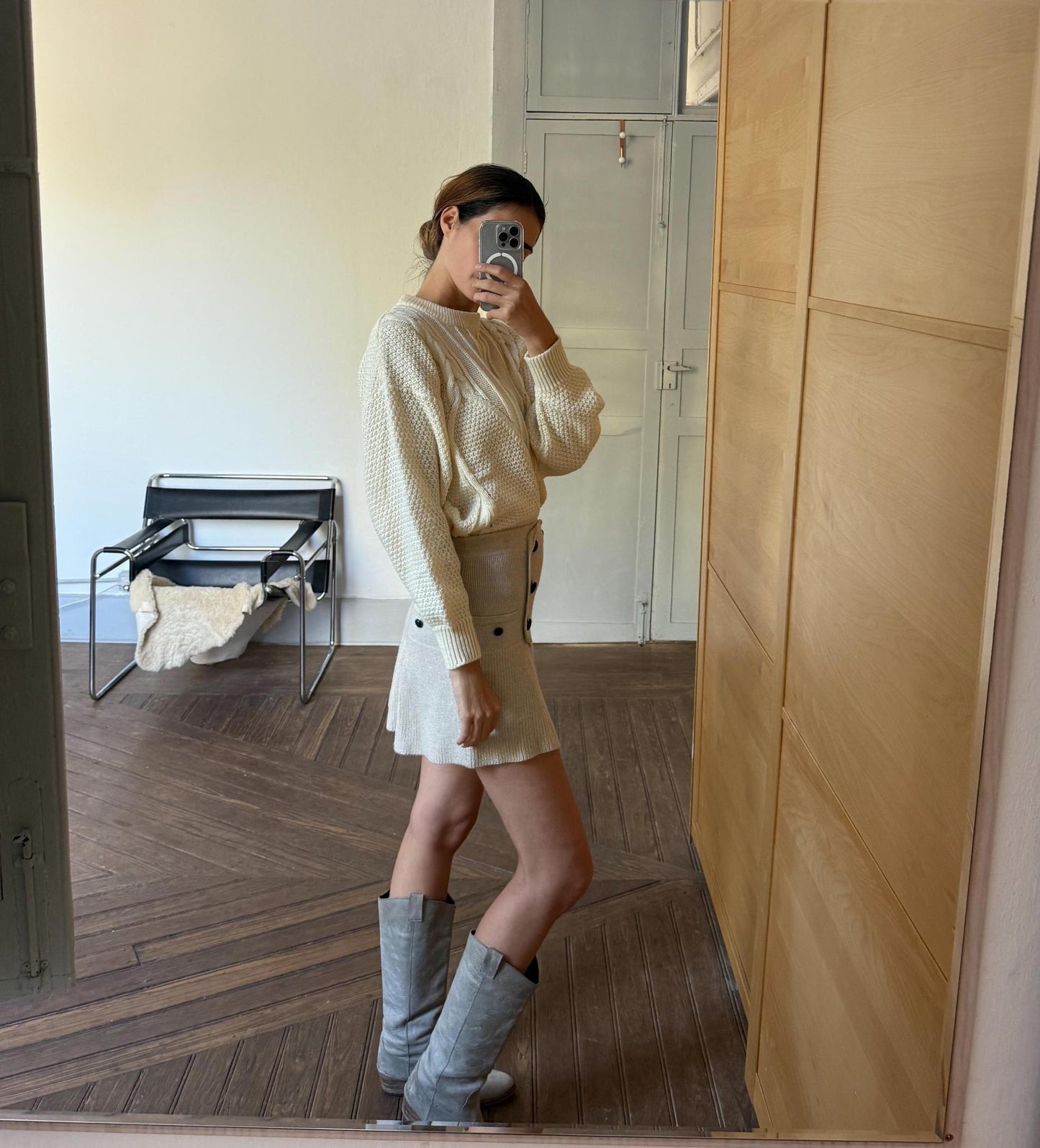 Vintage Ivory pullover, Retro eggshell knitwear, Cozy off white winter knit jumper, 80s christmas sweater