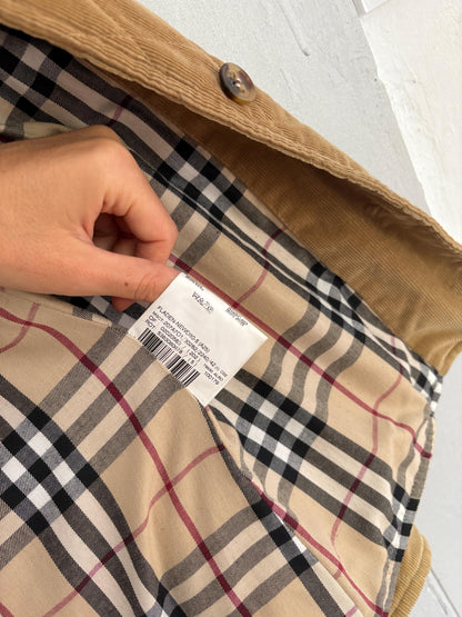 Vintage Burberry Tan Puffer Jacket — fabric close-up
