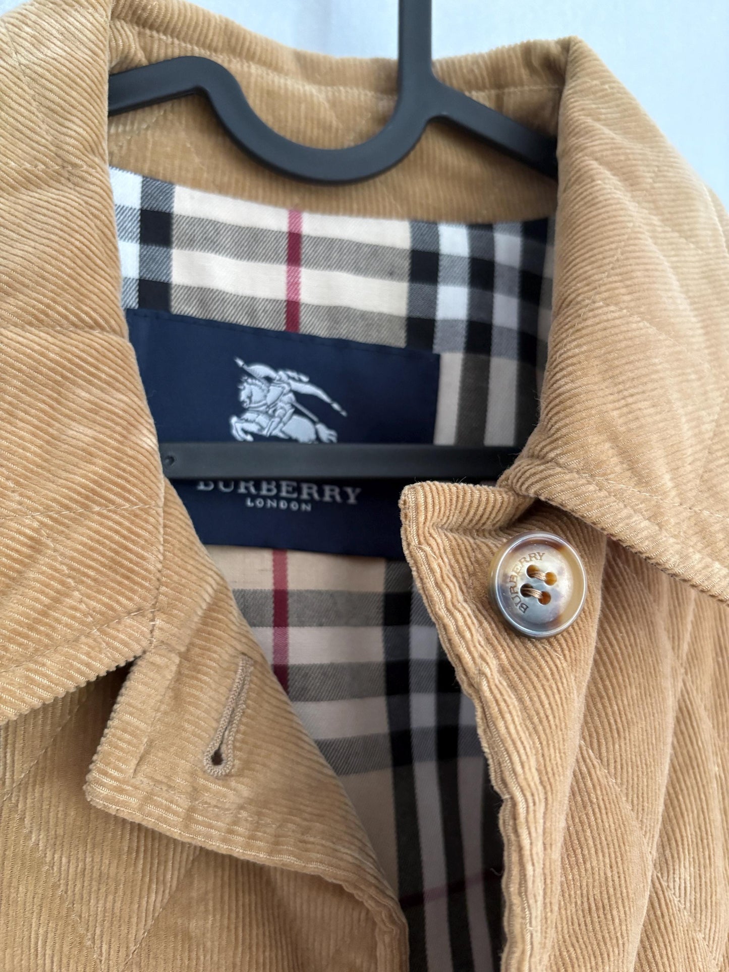 Vintage Burberry London puffer jacket, Tan designer bomber coat,